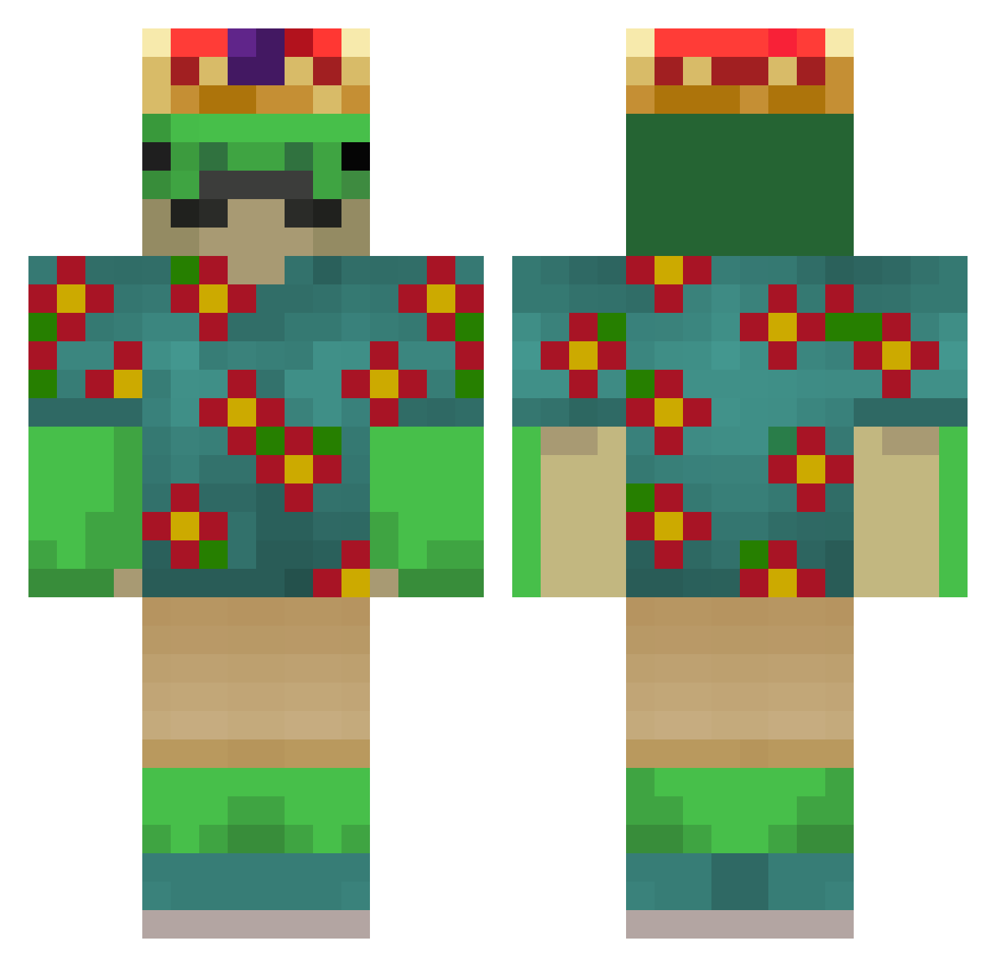 Zorblak Minecraft skin, front and back view