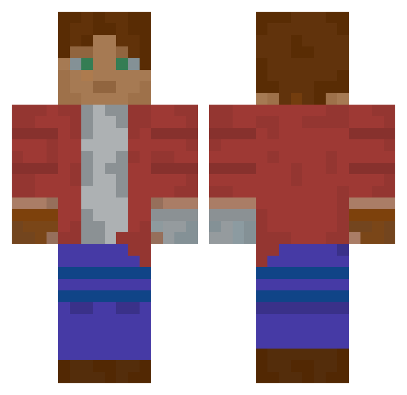 SleepSova Minecraft skin, front and back view