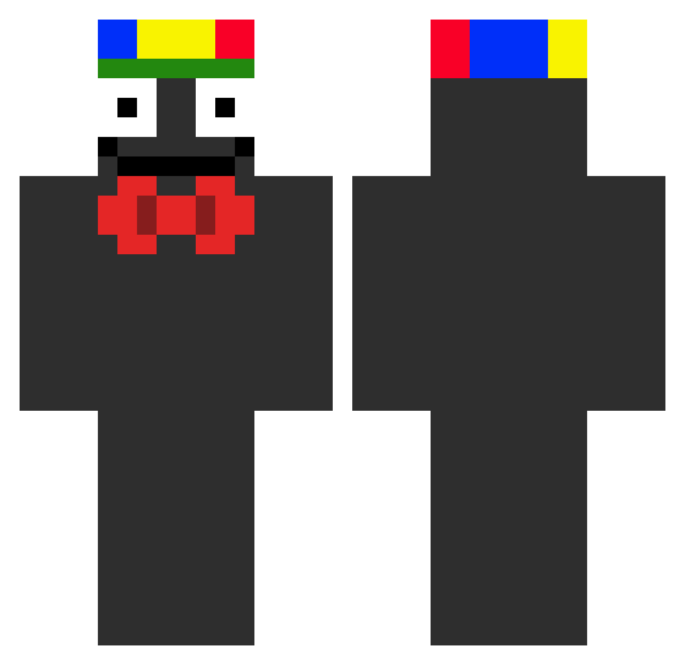 foolbots Minecraft skin, front and back view