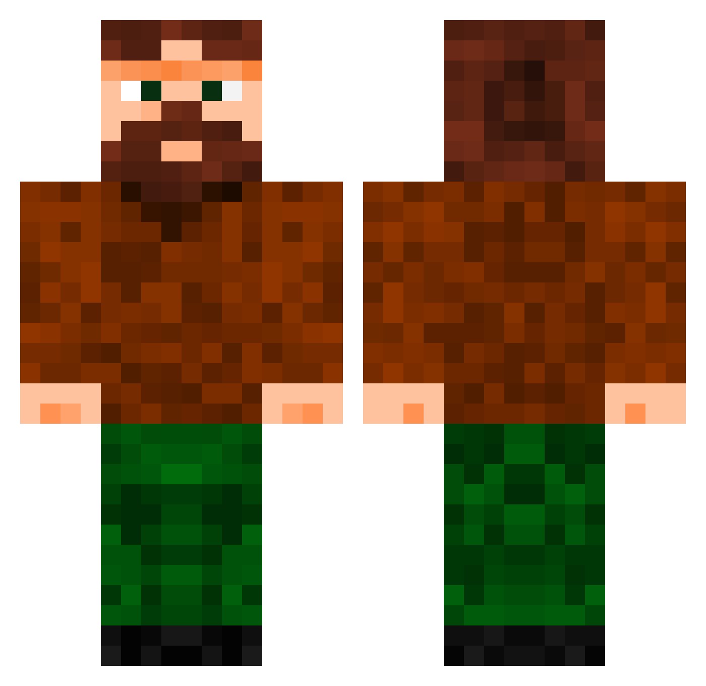 Rylfragger Minecraft skin, front and back view