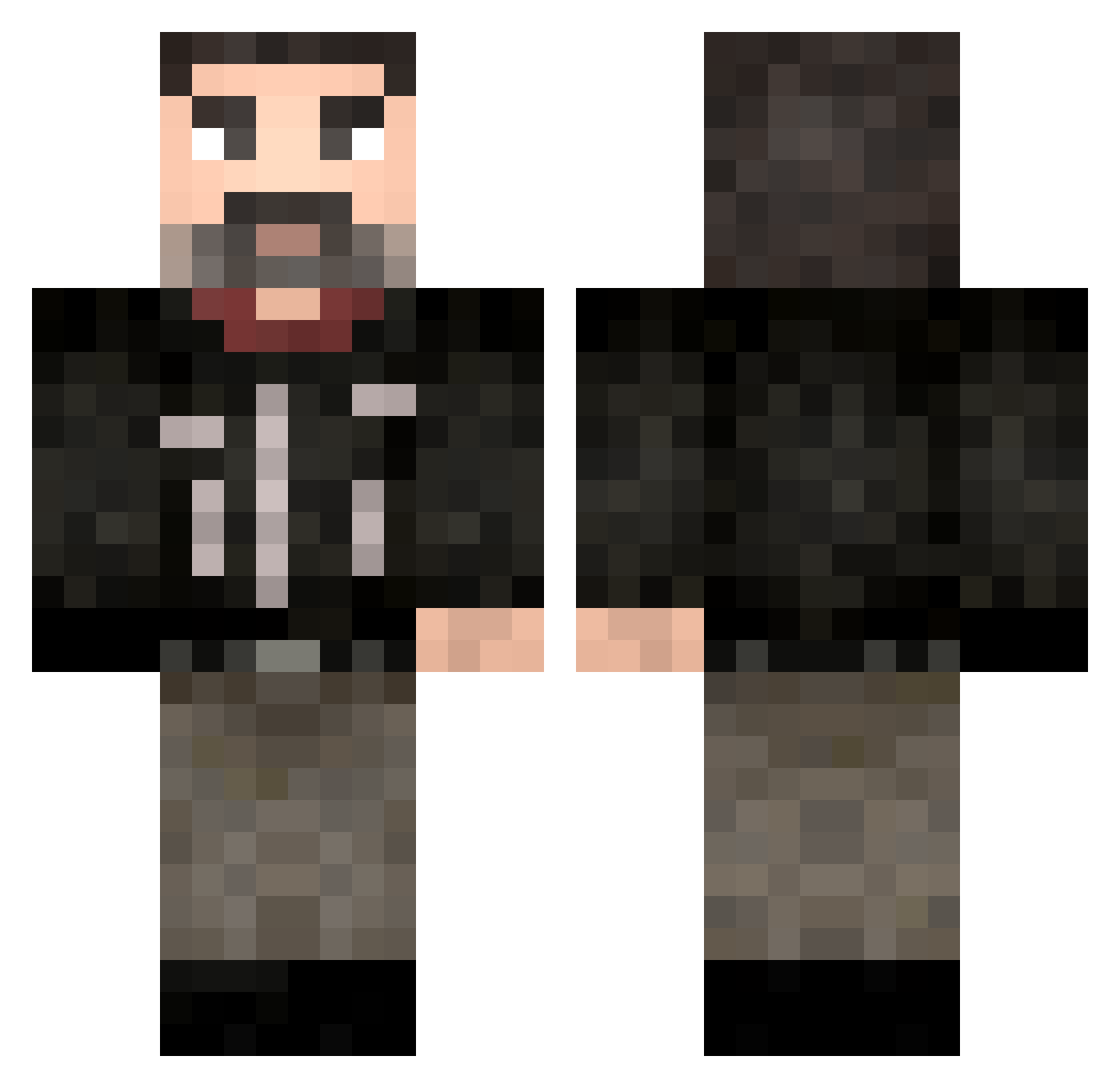 smirk_Face Minecraft skin, front and back view