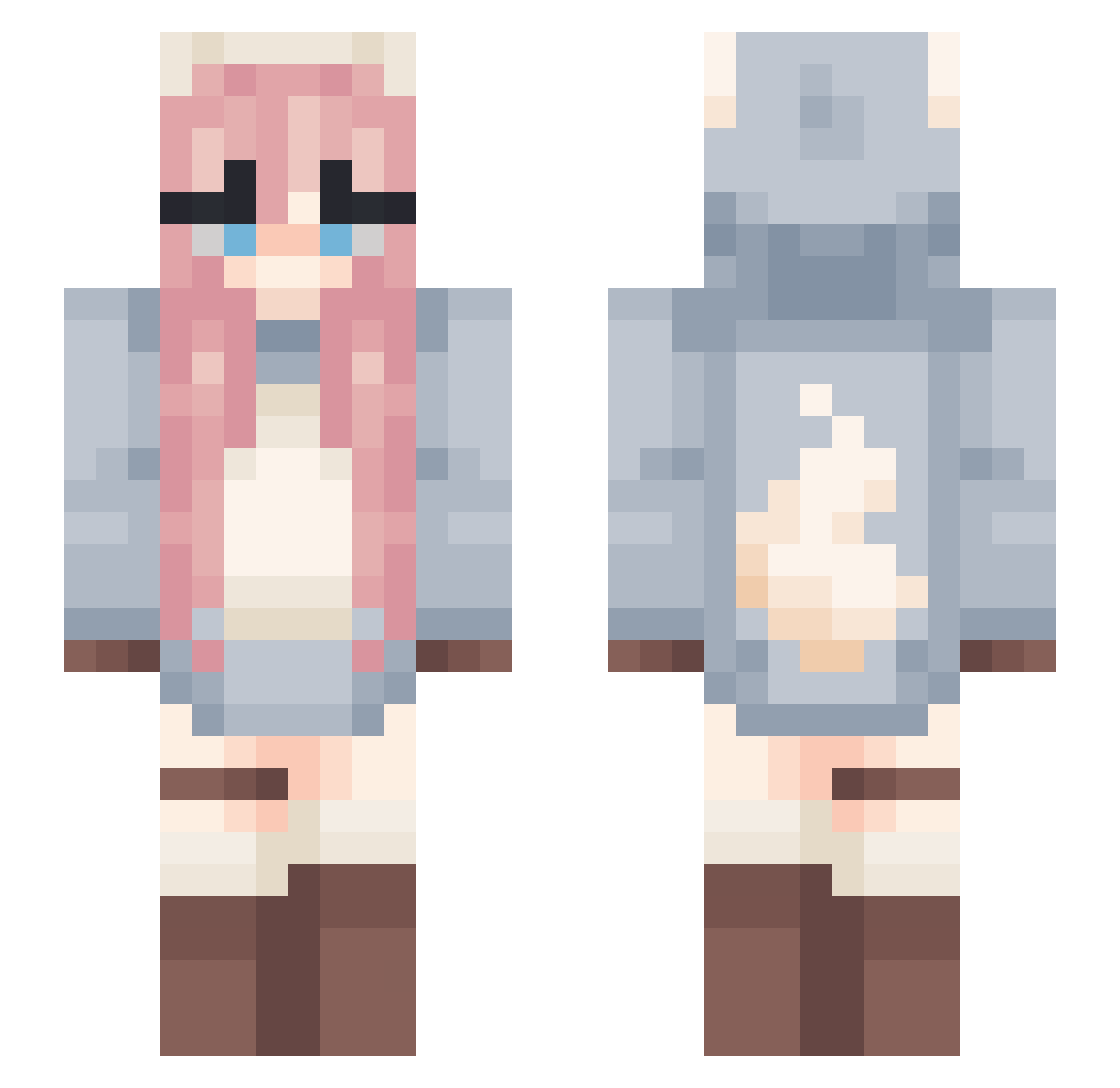 nessyy Minecraft skin, front and back view