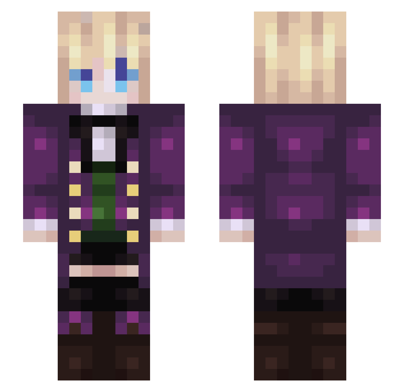 SeofLya Minecraft skin, front and back view