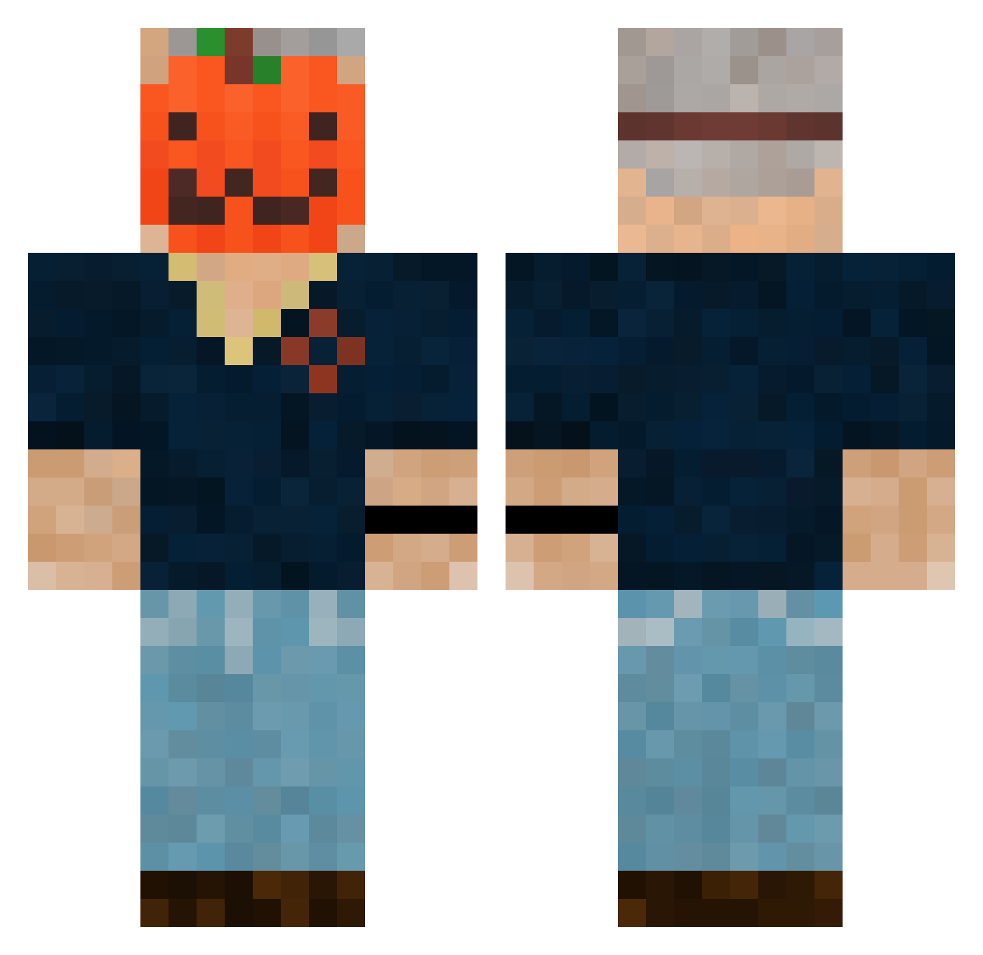 JoeyBusa Minecraft skin, front and back view