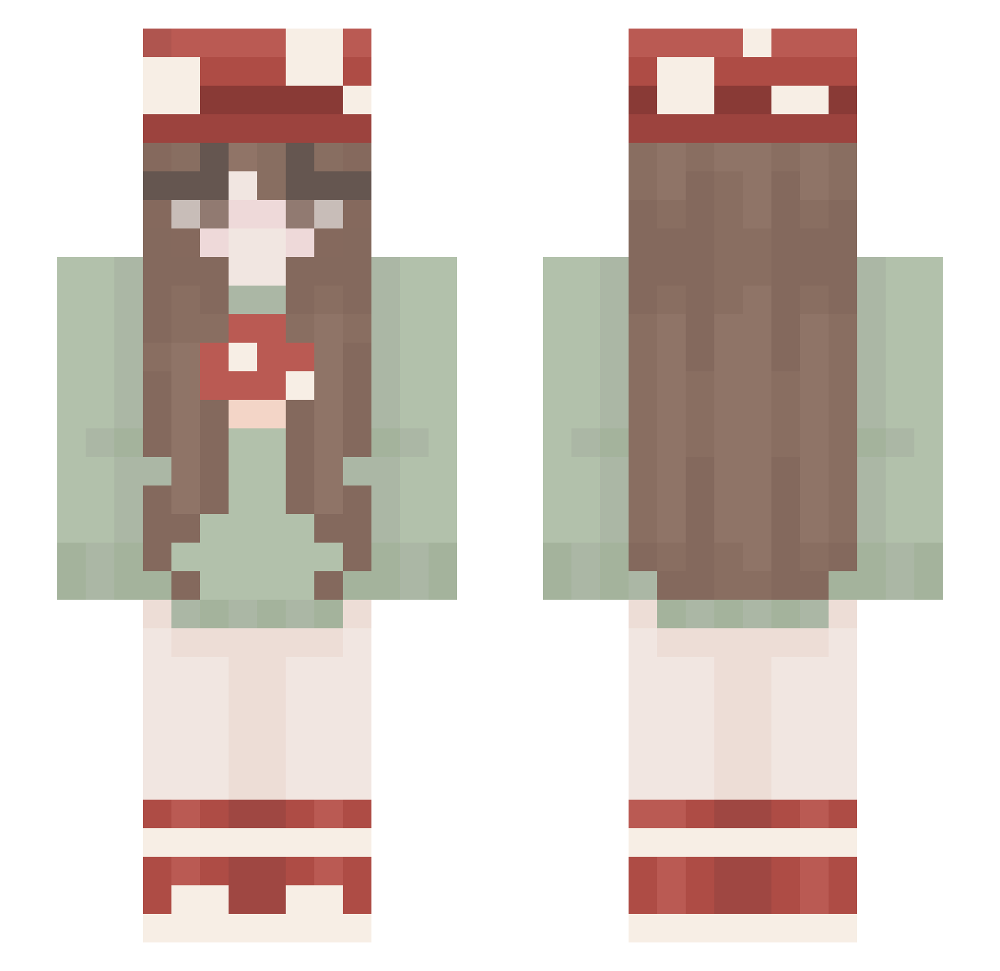 Mushroomedx Minecraft skin, front and back view