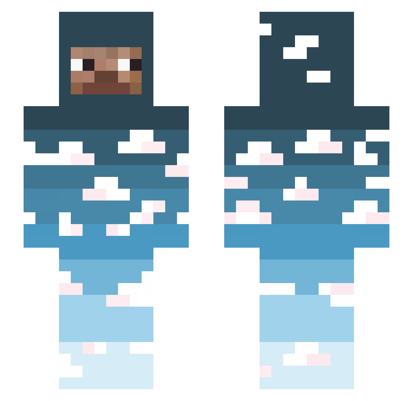 Haaveilija Minecraft skin, front and back view