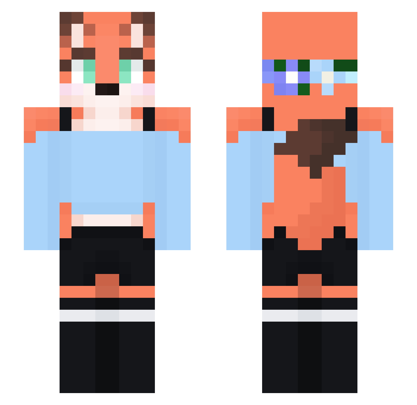 MidknightAlpha Minecraft skin, front and back view