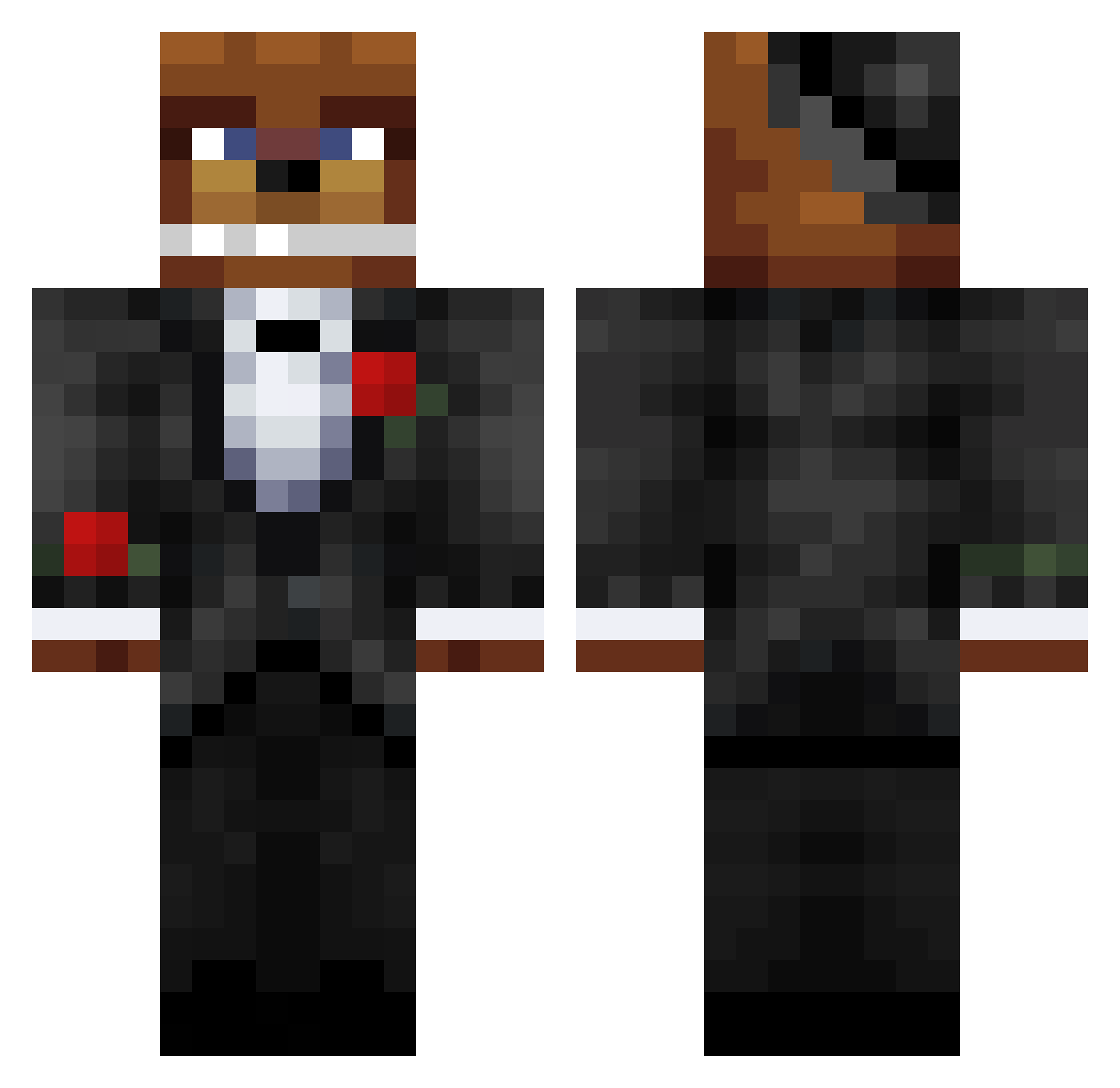 AgentBucky Minecraft skin, front and back view