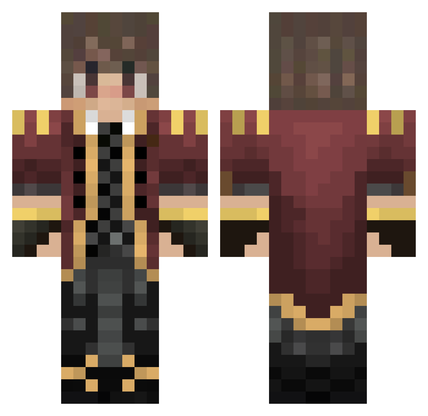 sirbloke Minecraft skin, front and back view