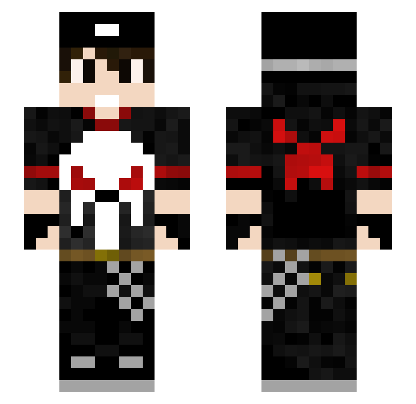 Redorax Minecraft skin, front and back view