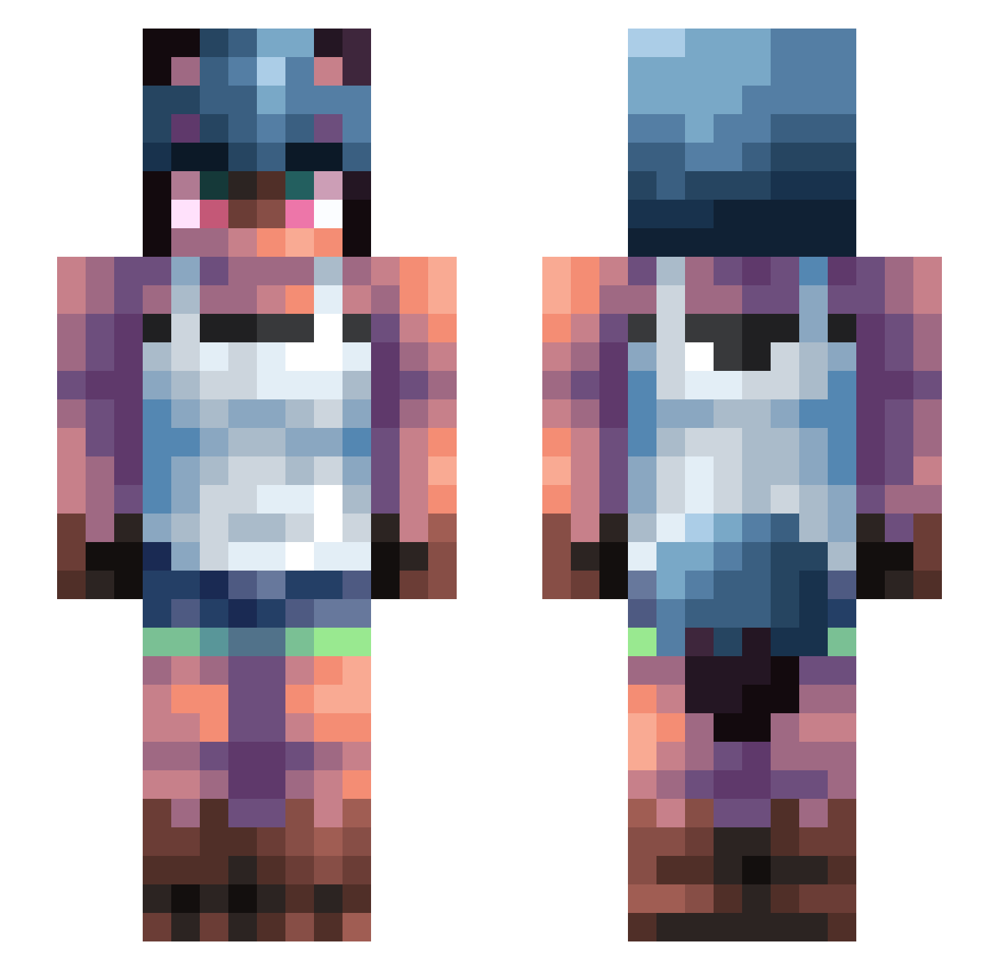 58clr Minecraft skin, front and back view