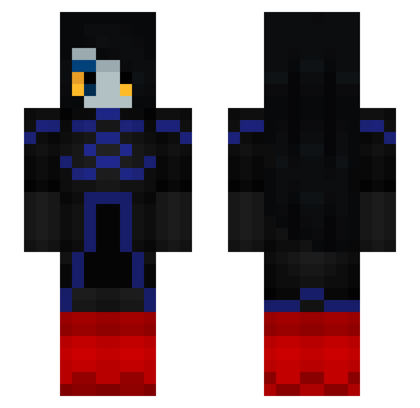 DewJack Minecraft skin, front and back view