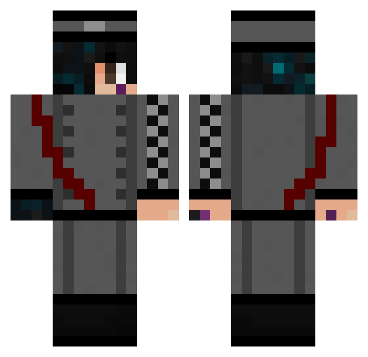 MGSHACK Minecraft skin, front and back view