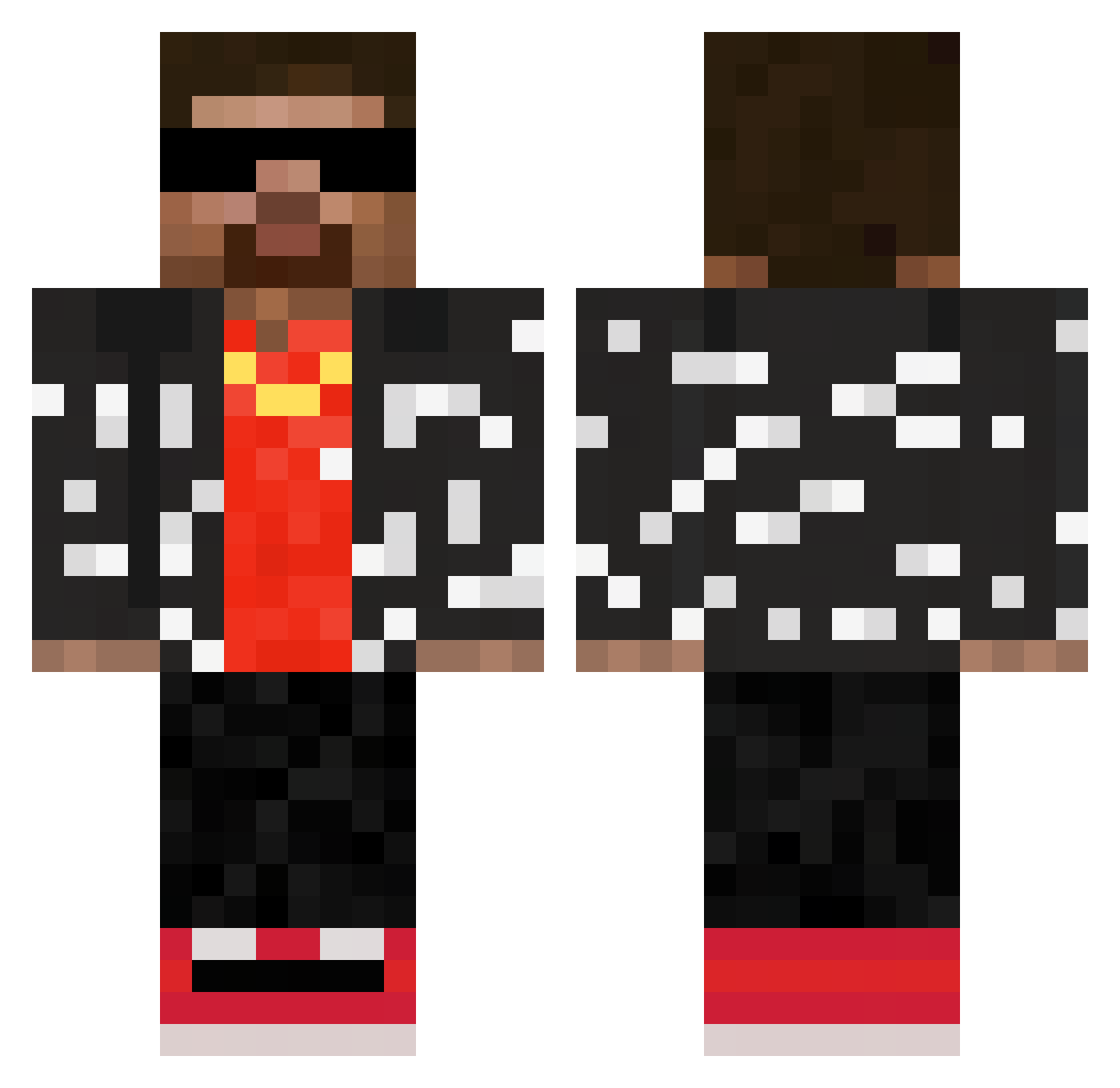 WuTangGameX Minecraft skin, front and back view