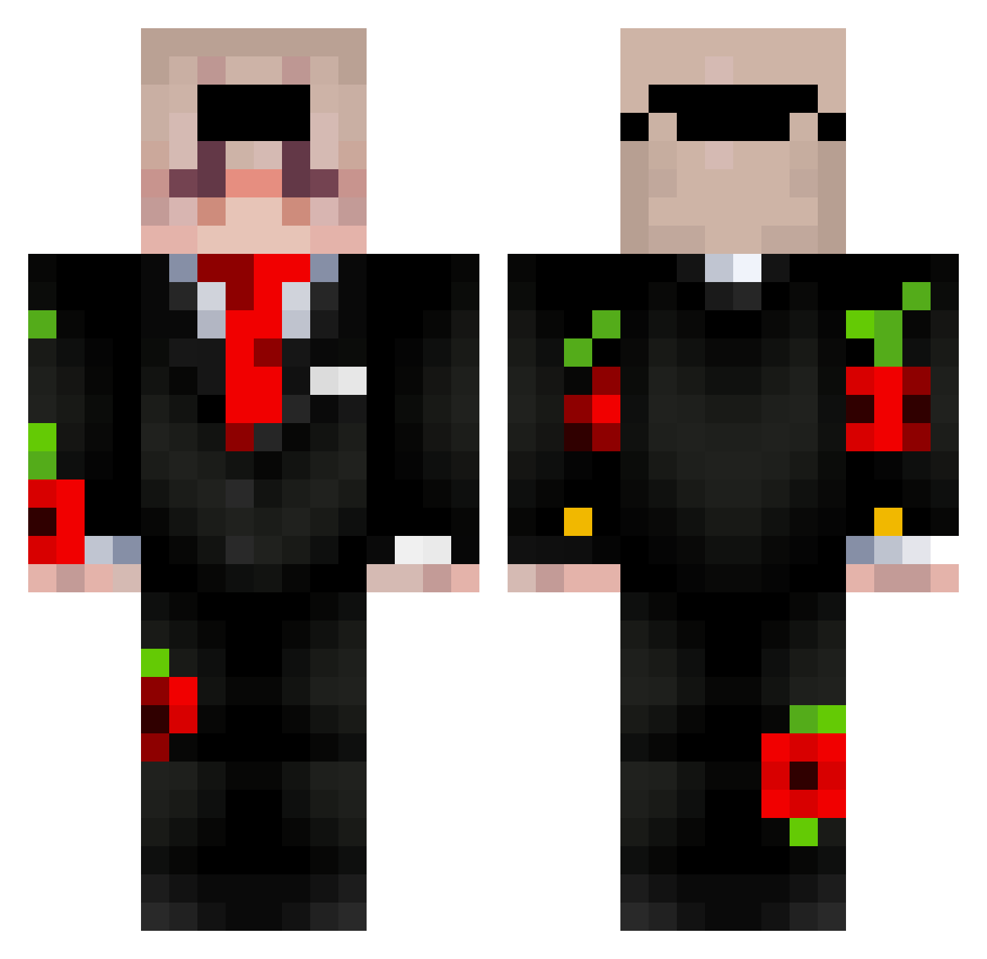 Kugelbrutalo Minecraft skin, front and back view