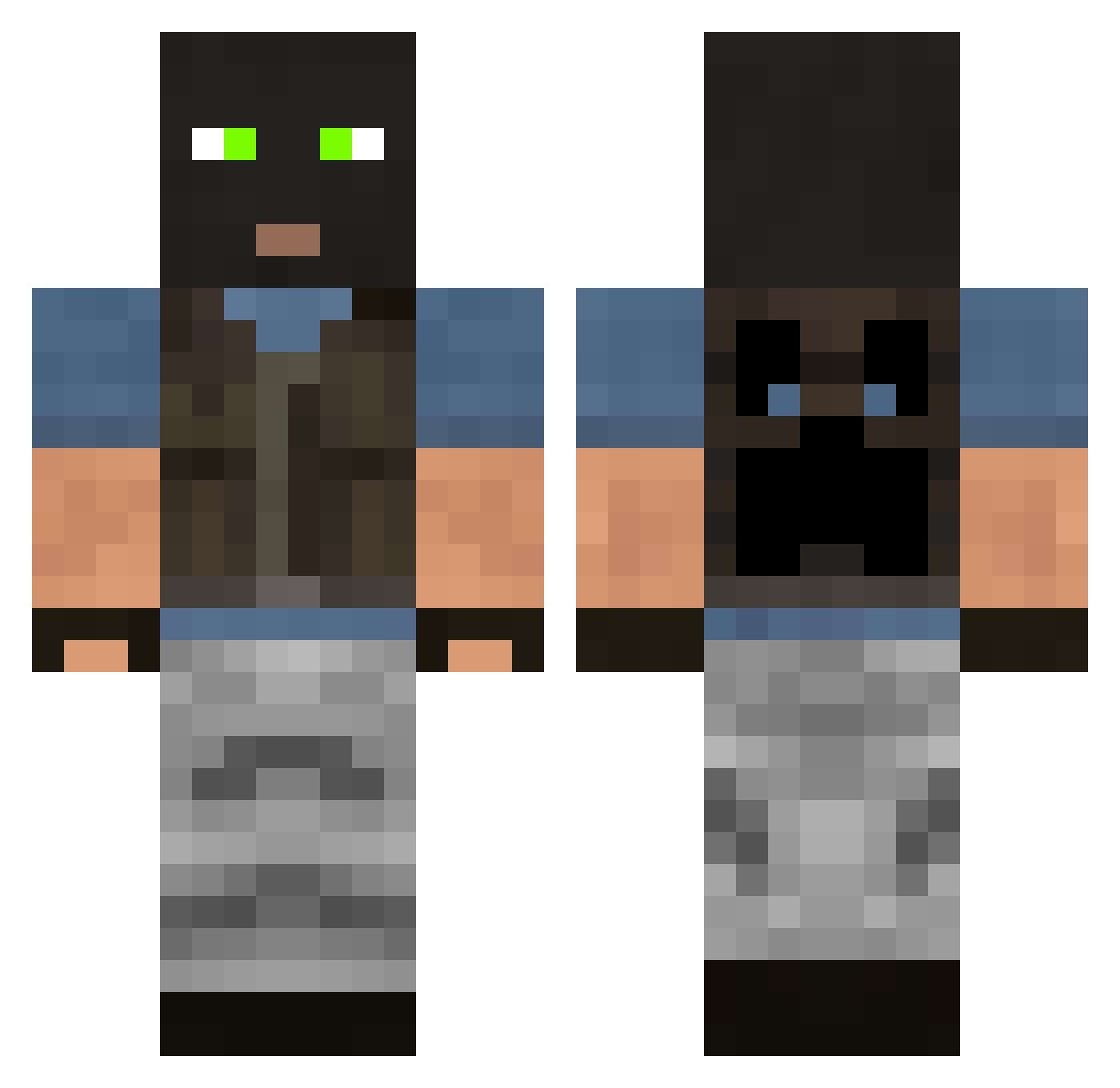 Squaby34cm Minecraft skin, front and back view