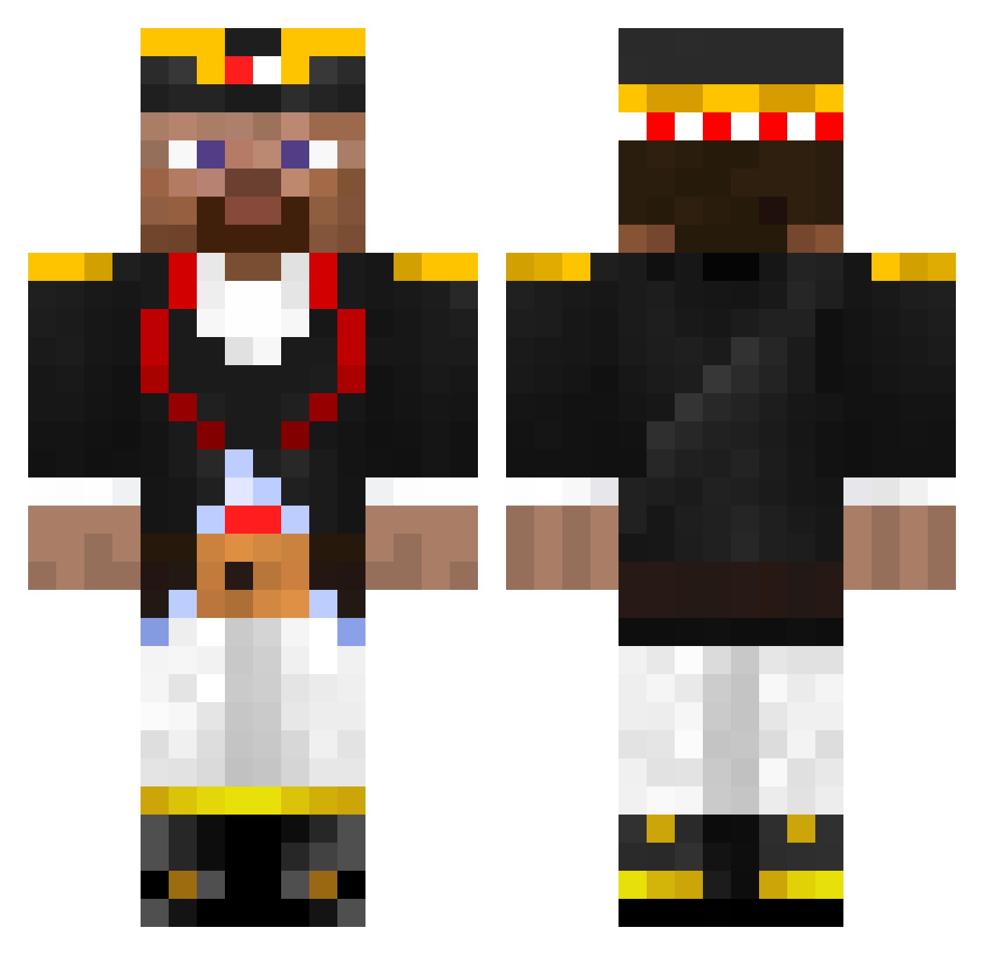 pinthighs Minecraft skin, front and back view