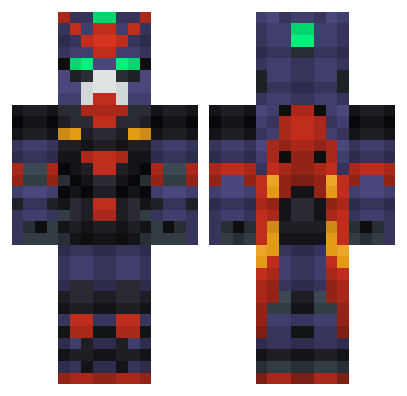 Deathena2 Minecraft skin, front and back view