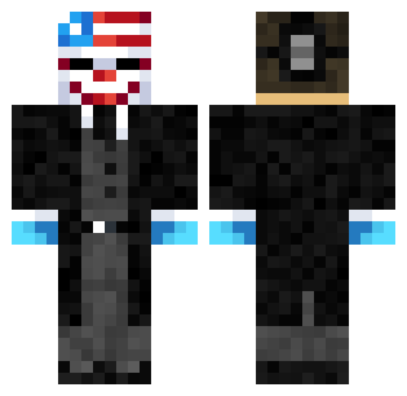 JustTristanB Minecraft skin, front and back view