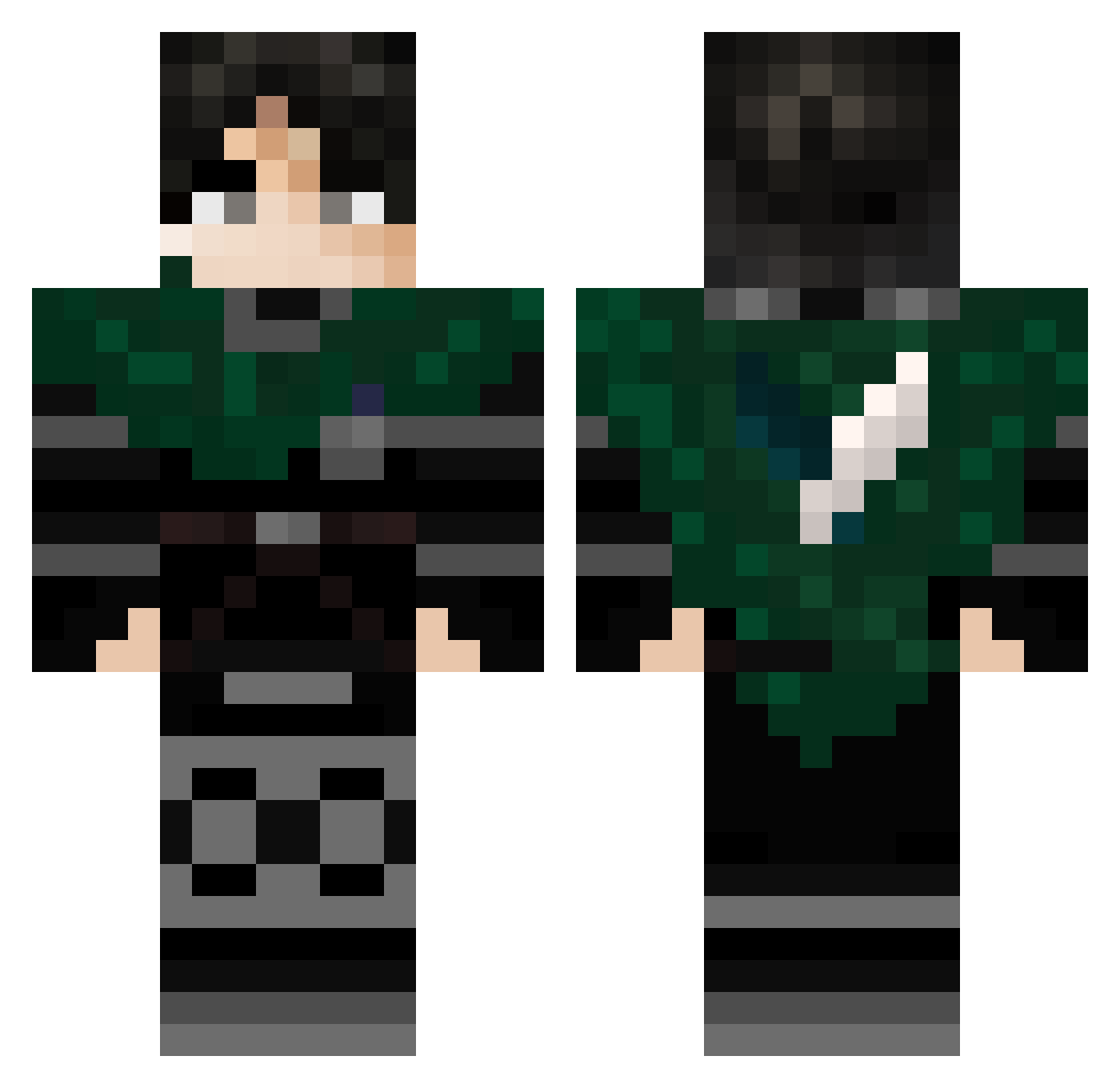 Cloakers Minecraft skin, front and back view
