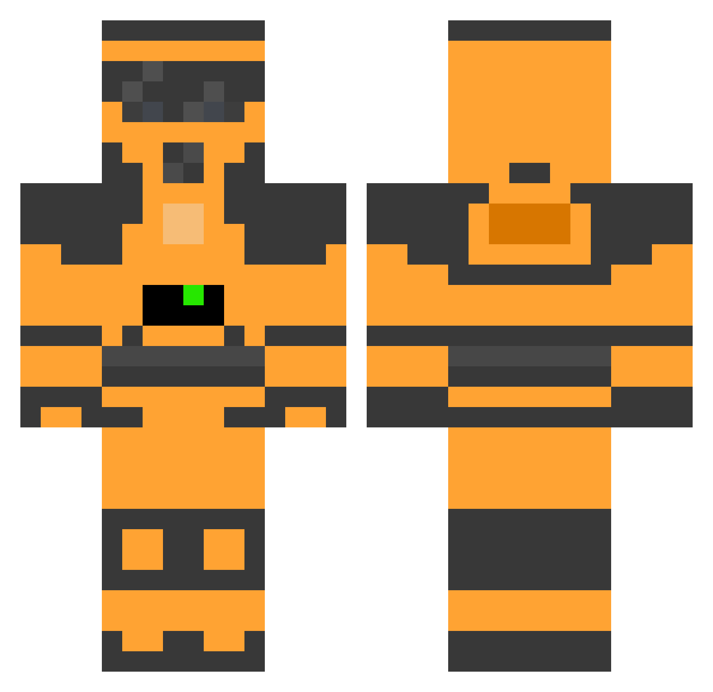 Porkerson Minecraft skin, front and back view