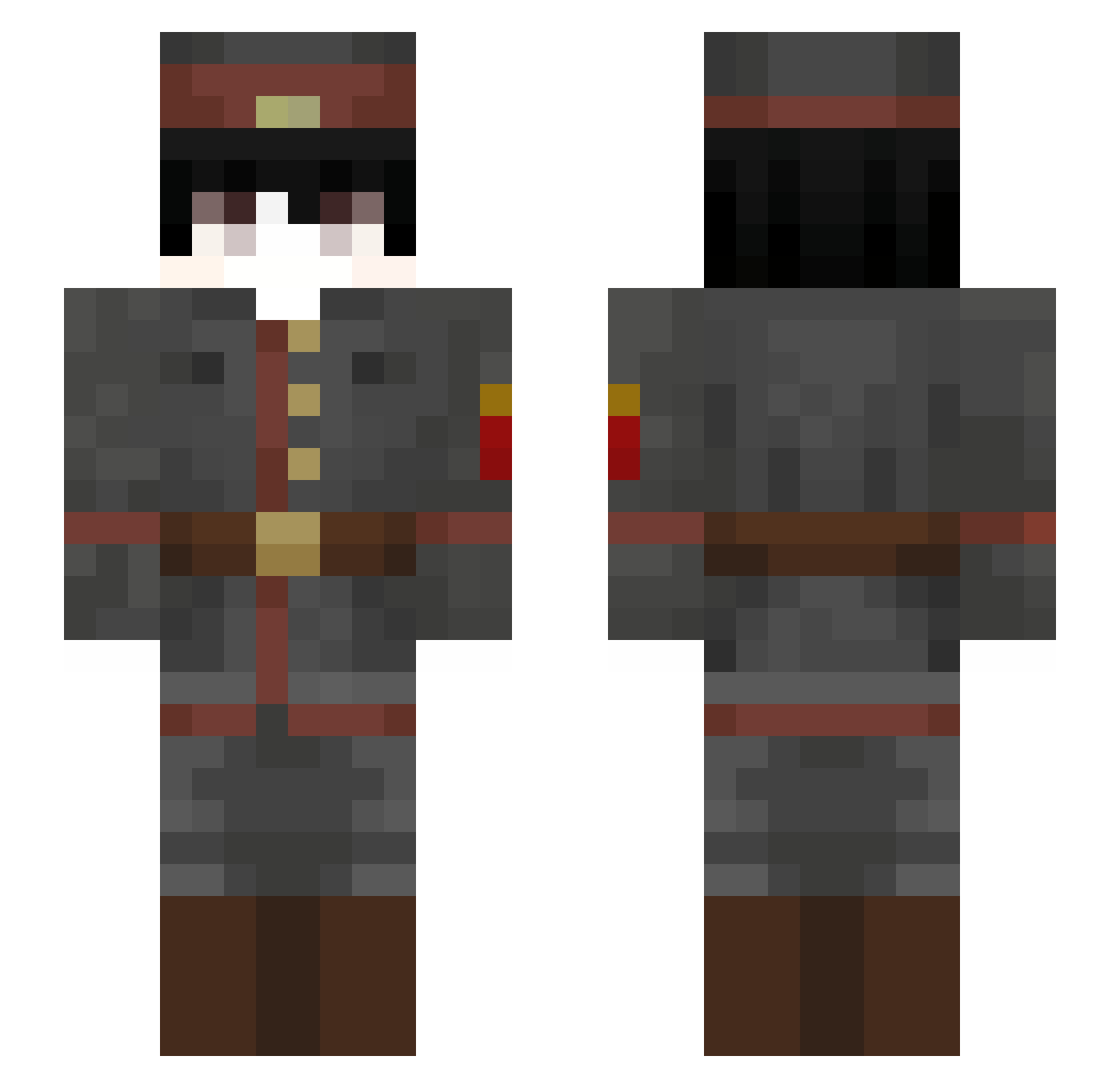 PotMisser Minecraft skin, front and back view