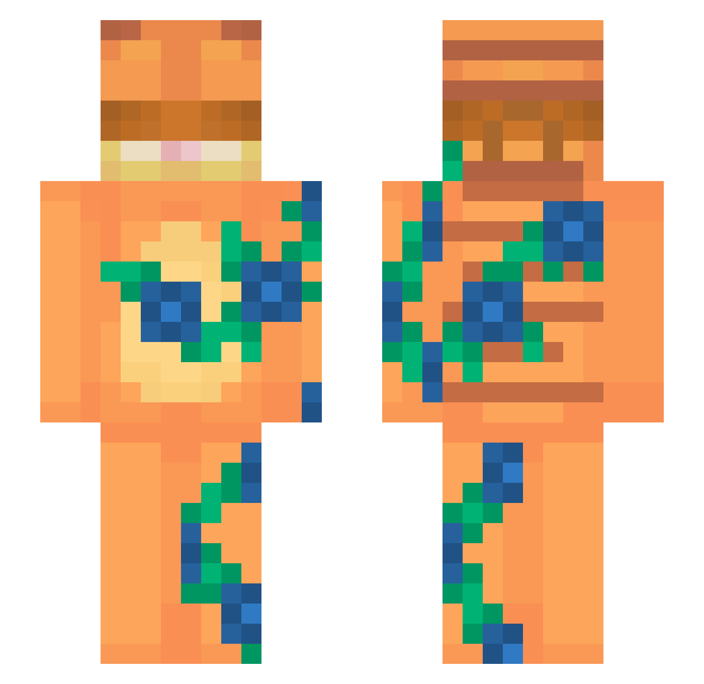 Raftak Minecraft skin, front and back view