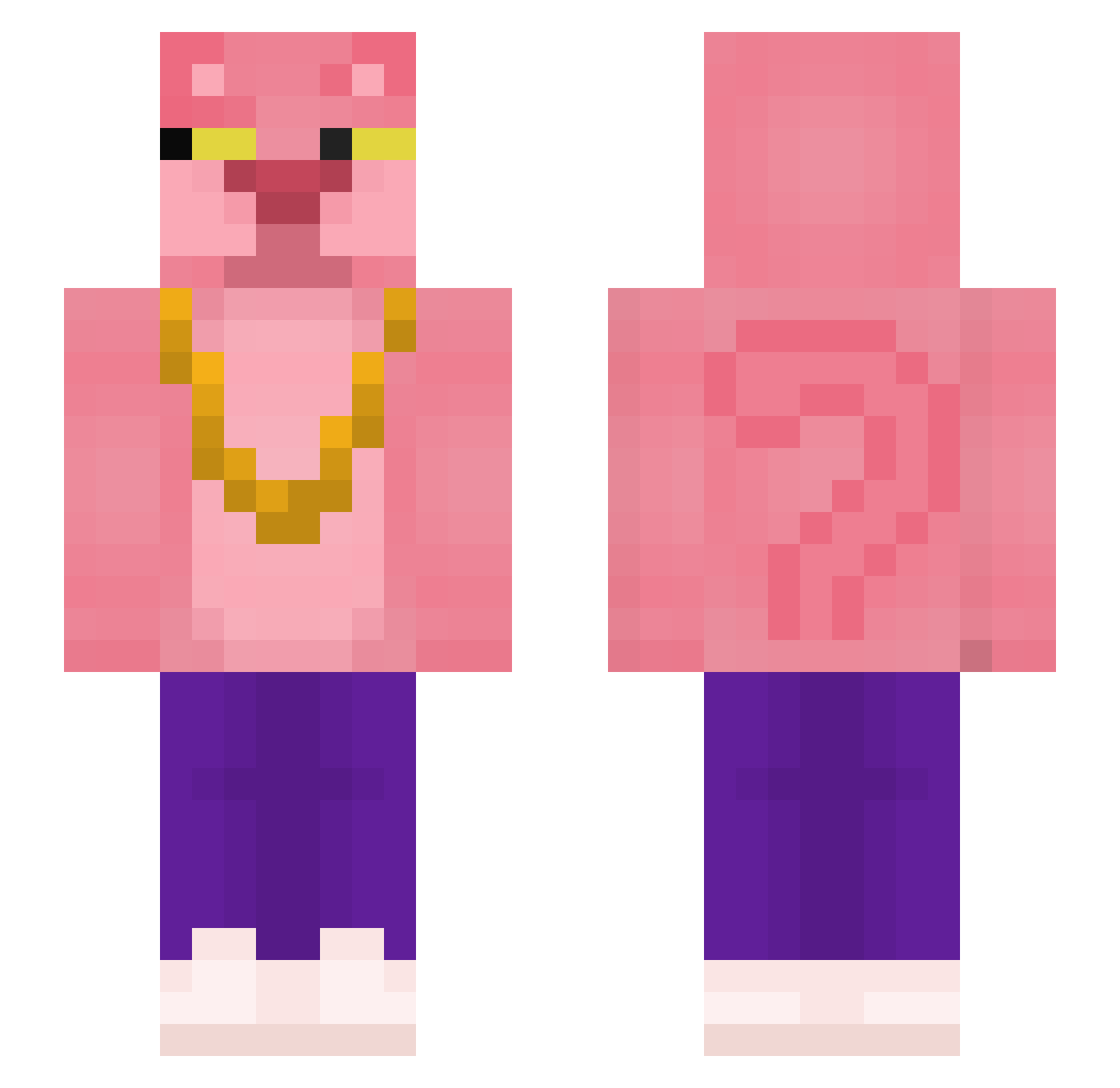 BenaBean Minecraft skin, front and back view