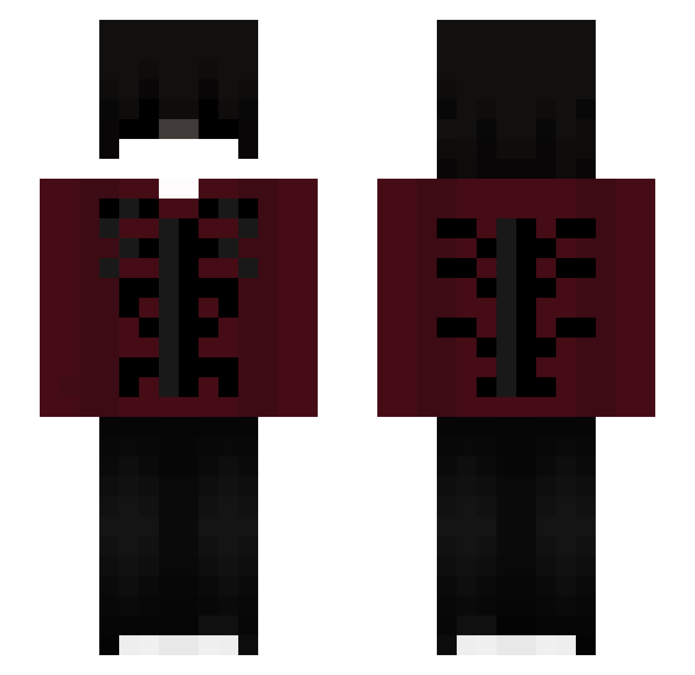 GlitchFoxy Minecraft skin, front and back view