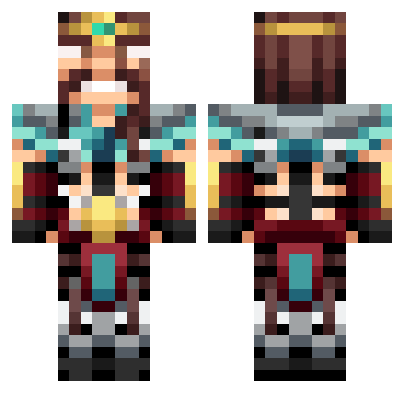 wZasa Minecraft skin, front and back view