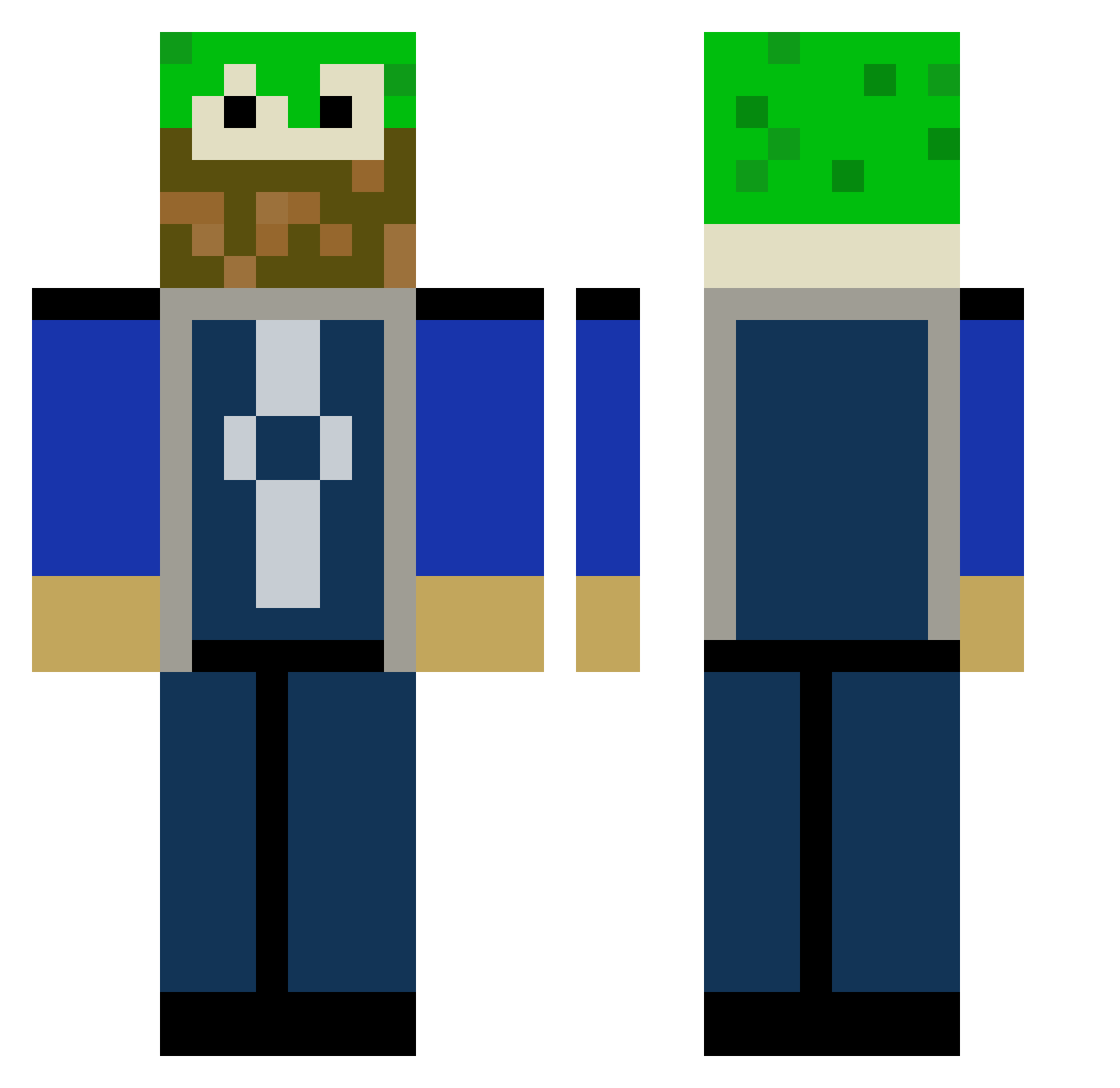 Xanavian Minecraft skin, front and back view
