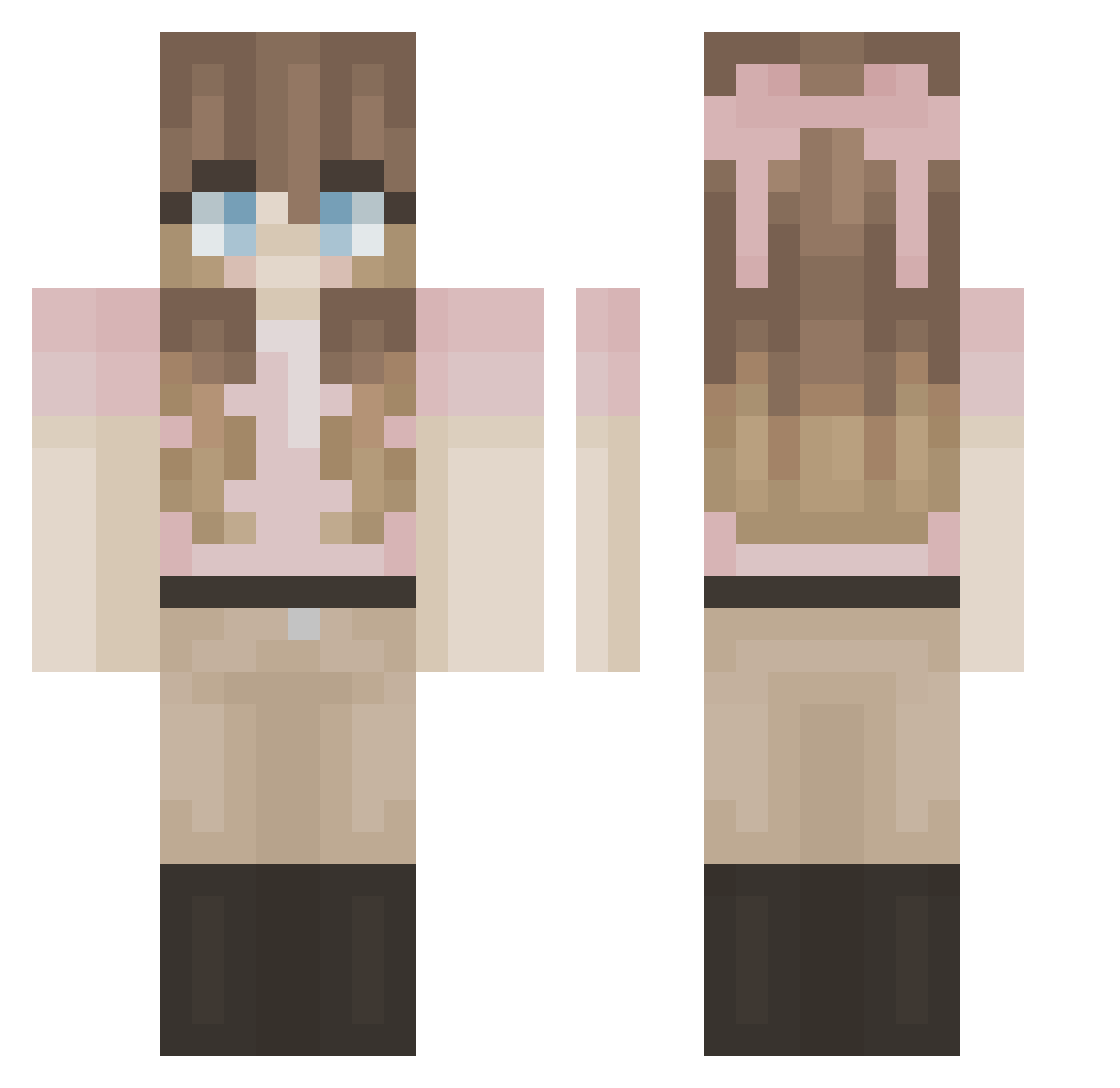 OceanxPlayz Minecraft skin, front and back view