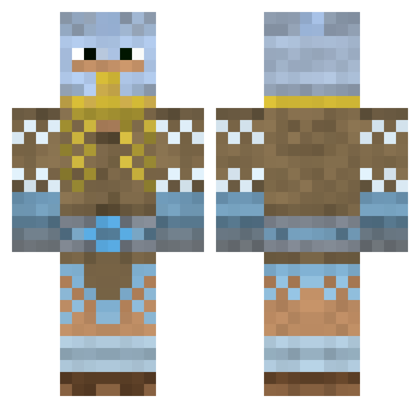 Survivalist Minecraft skin, front and back view