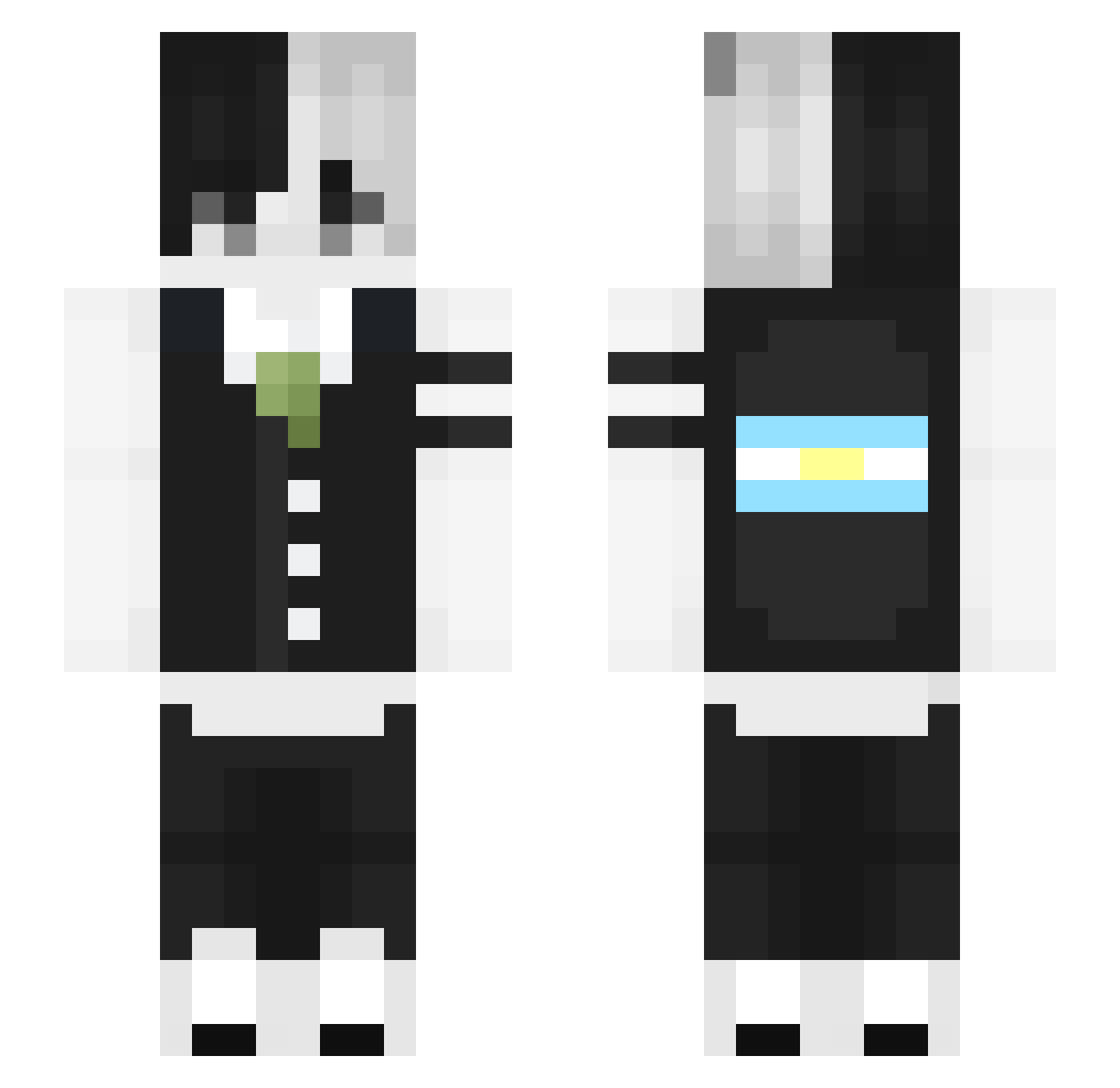 AriaError404 Minecraft skin, front and back view