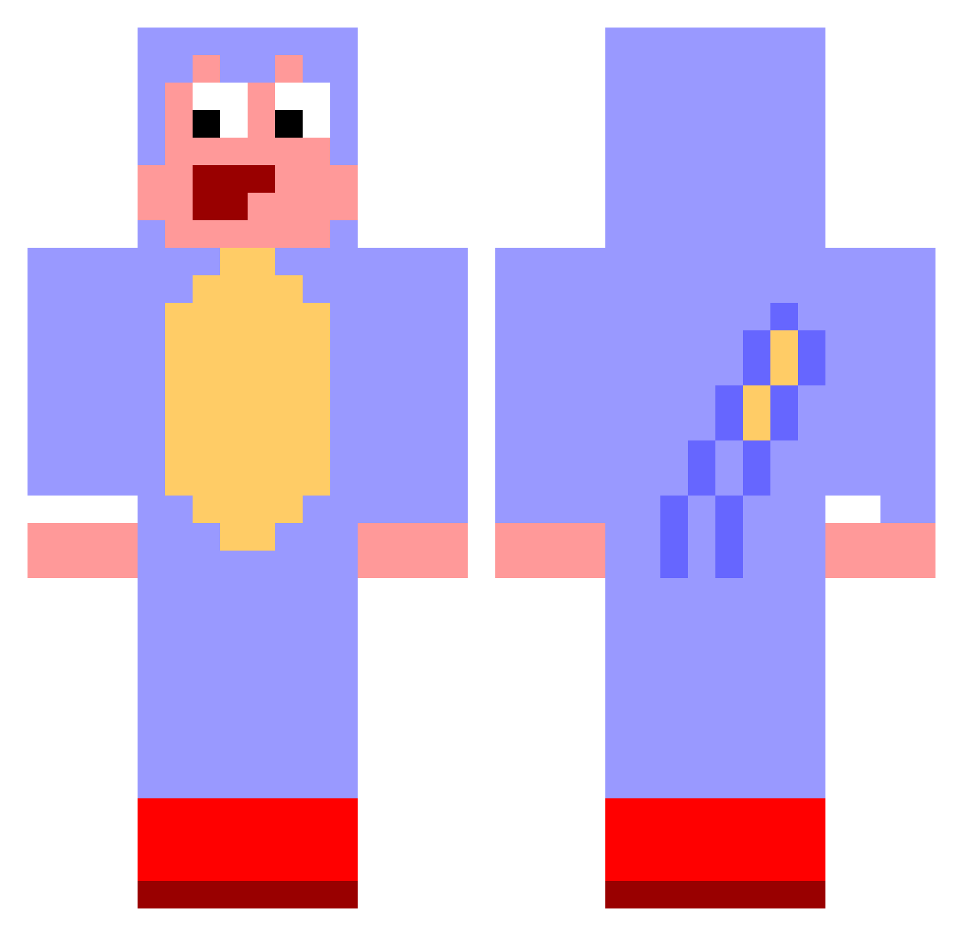 Taquitoticklr420 Minecraft skin, front and back view