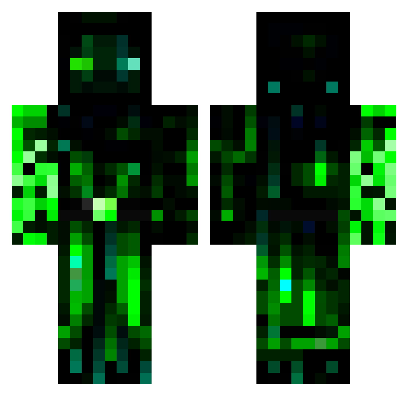 GreenCyberYT Minecraft skin, front and back view