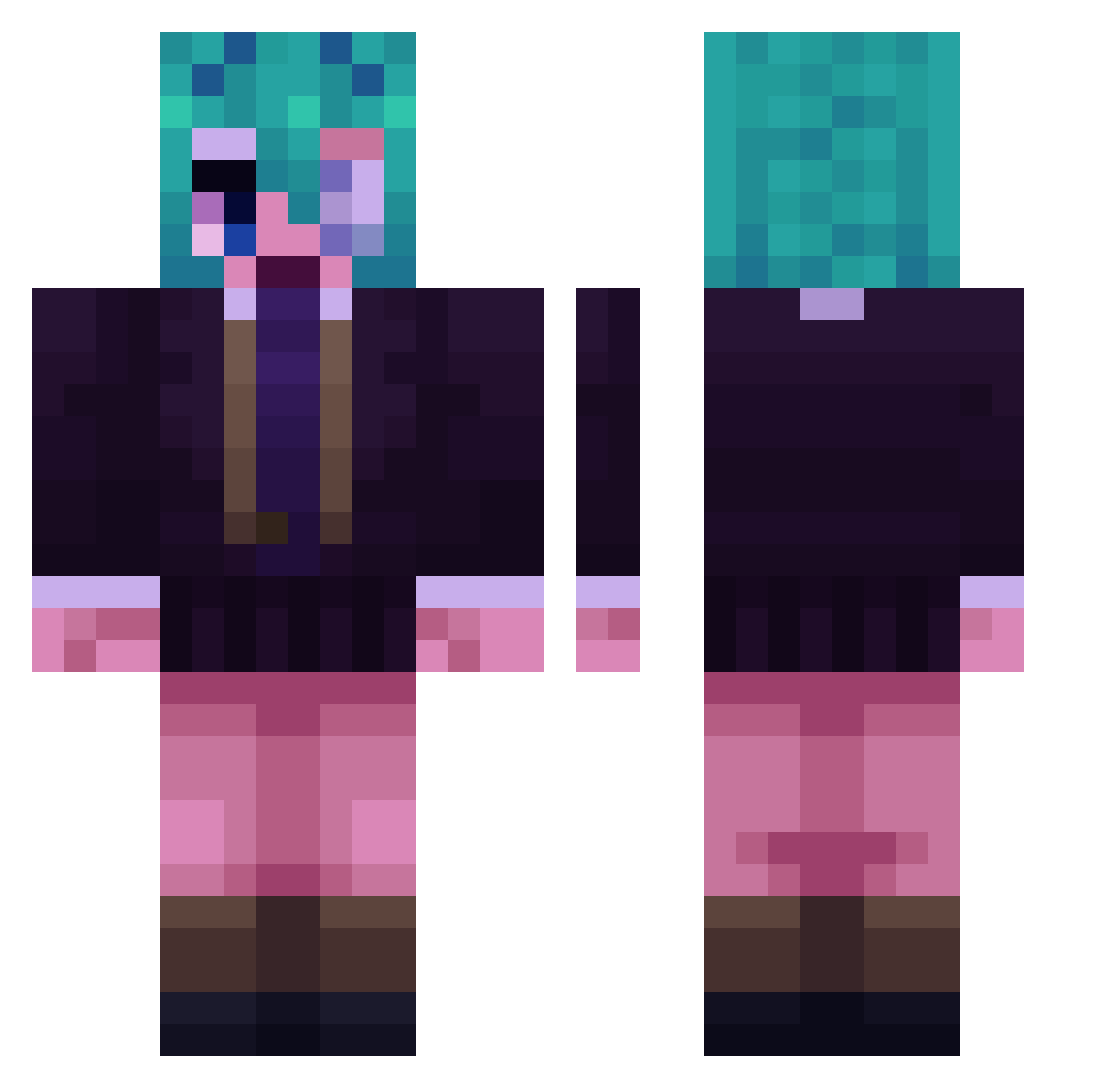 Sihw Minecraft skin, front and back view