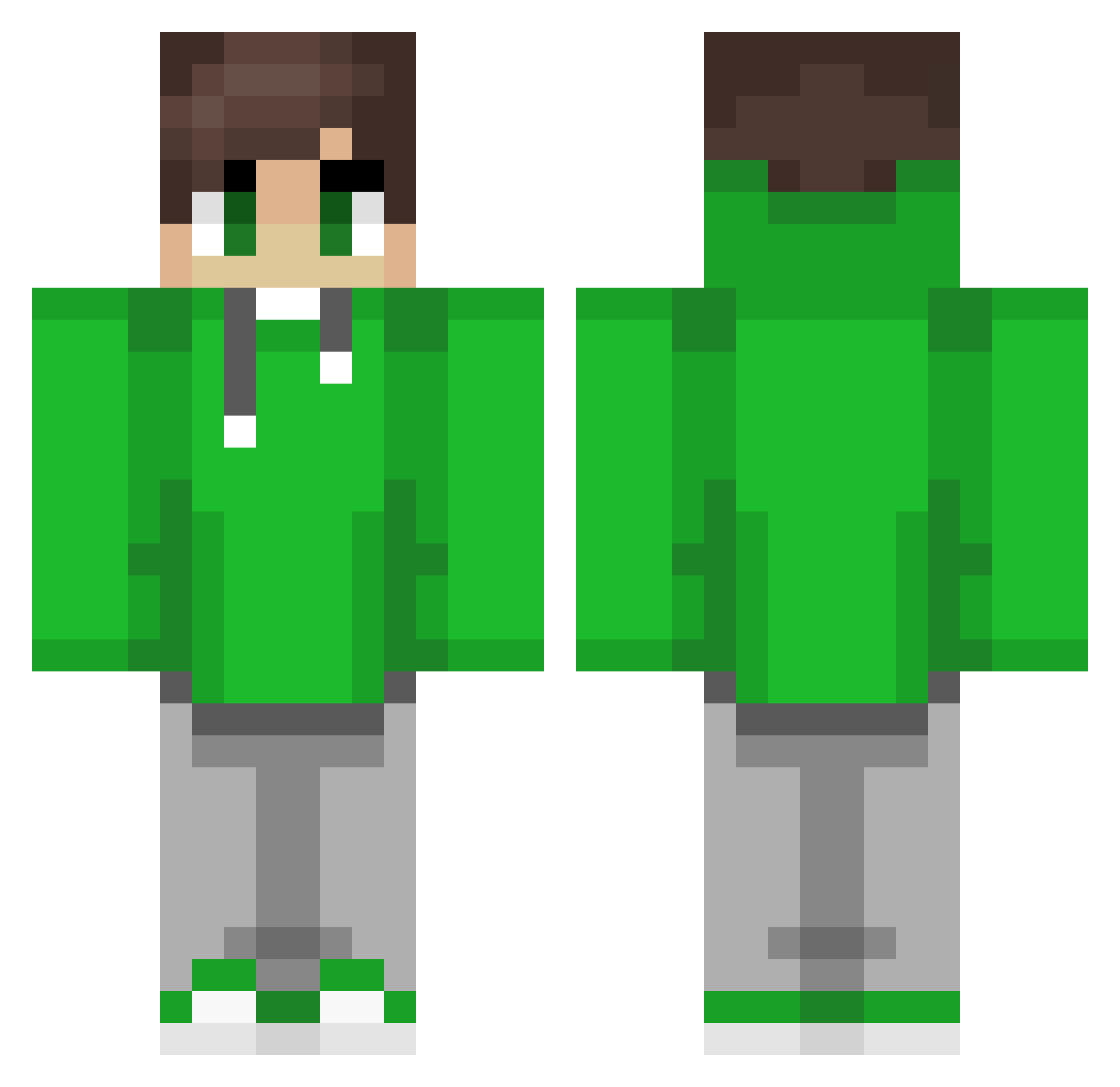 Nurmick Minecraft skin, front and back view