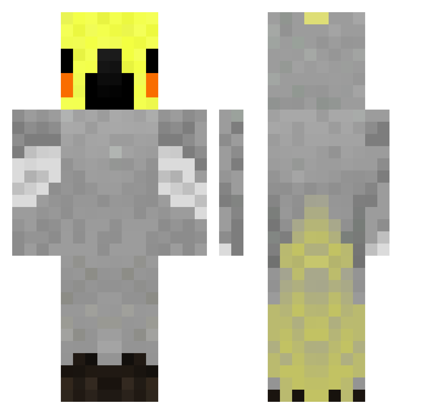 MrParrot001 Minecraft skin, front and back view