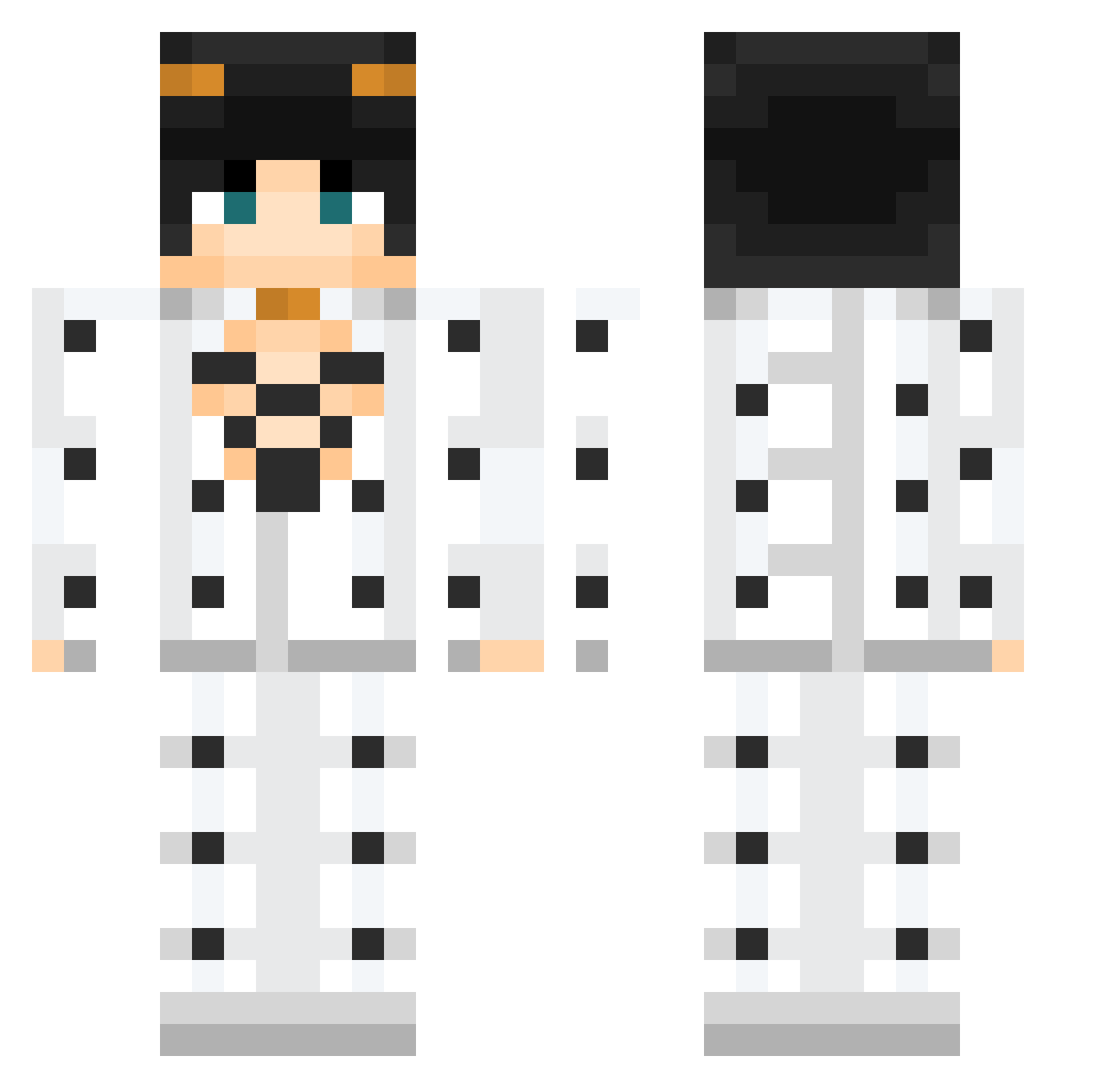 P1ces Minecraft skin, front and back view
