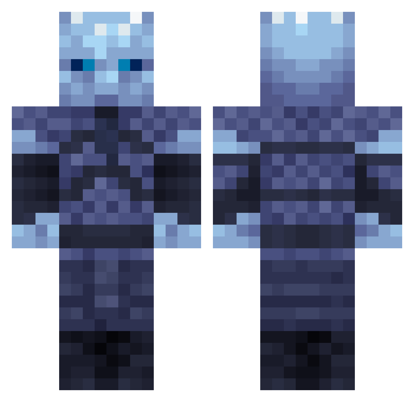 AutoClaimed Minecraft skin, front and back view