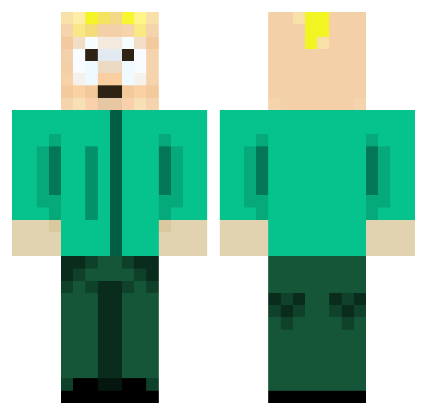 KJBradford Minecraft skin, front and back view
