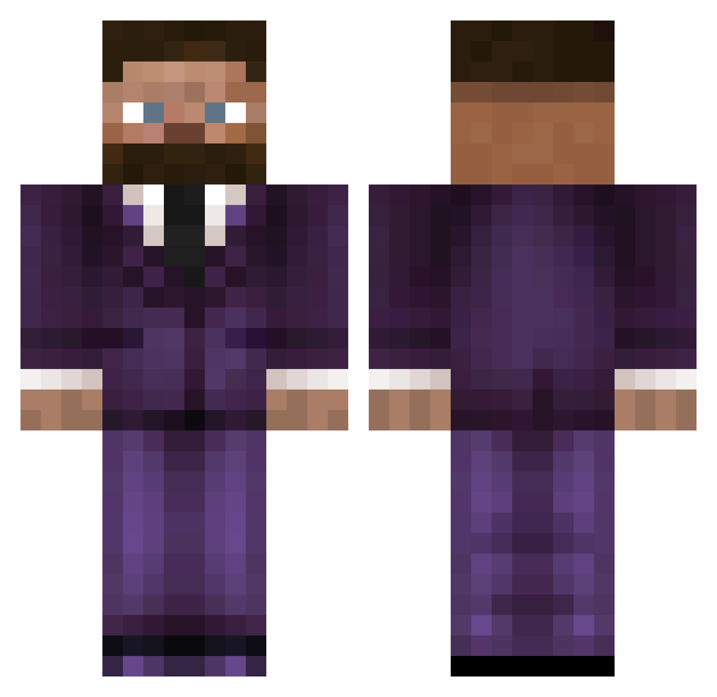 BabyDriver Minecraft skin, front and back view