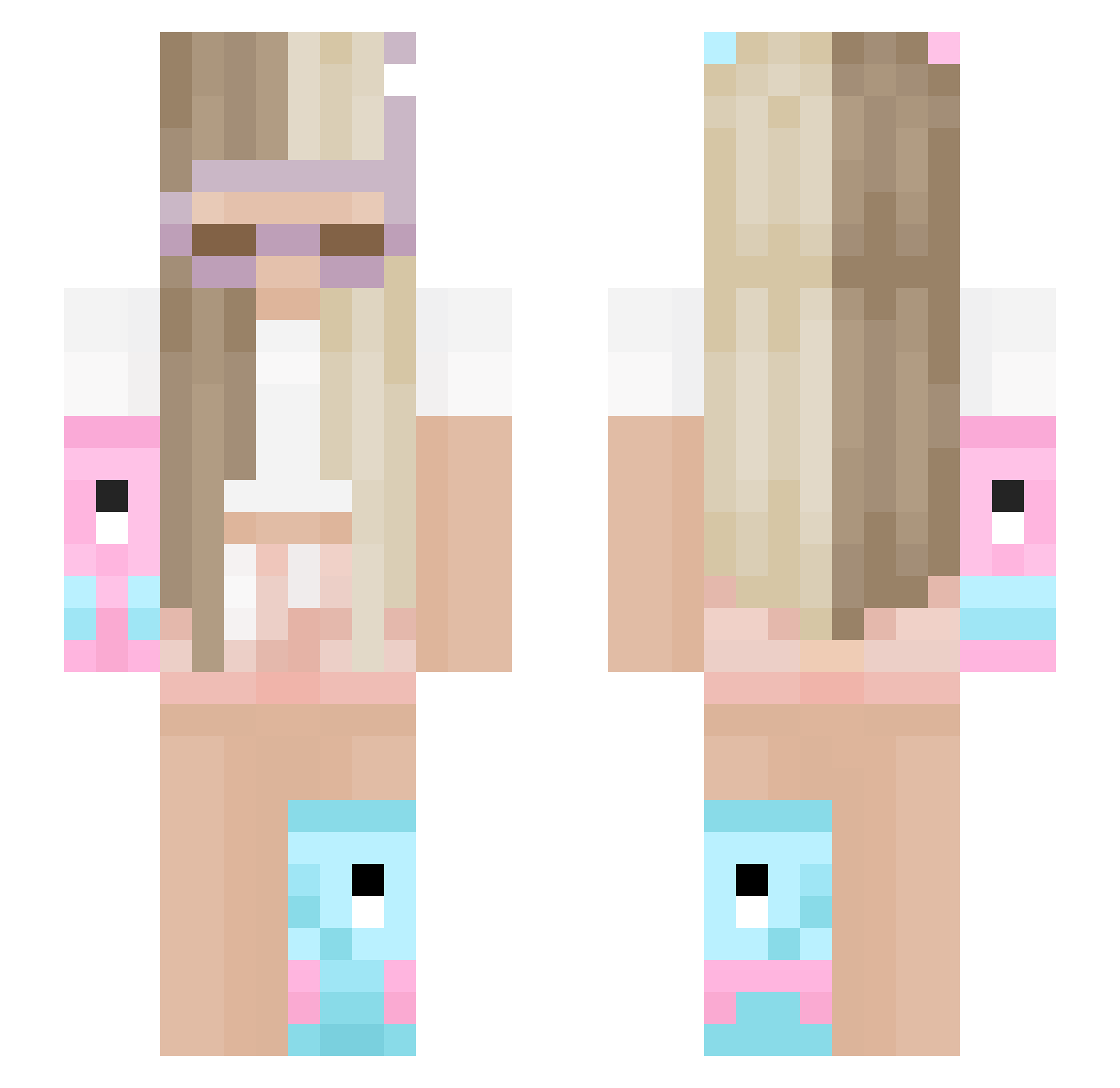 Quiift Minecraft skin, front and back view
