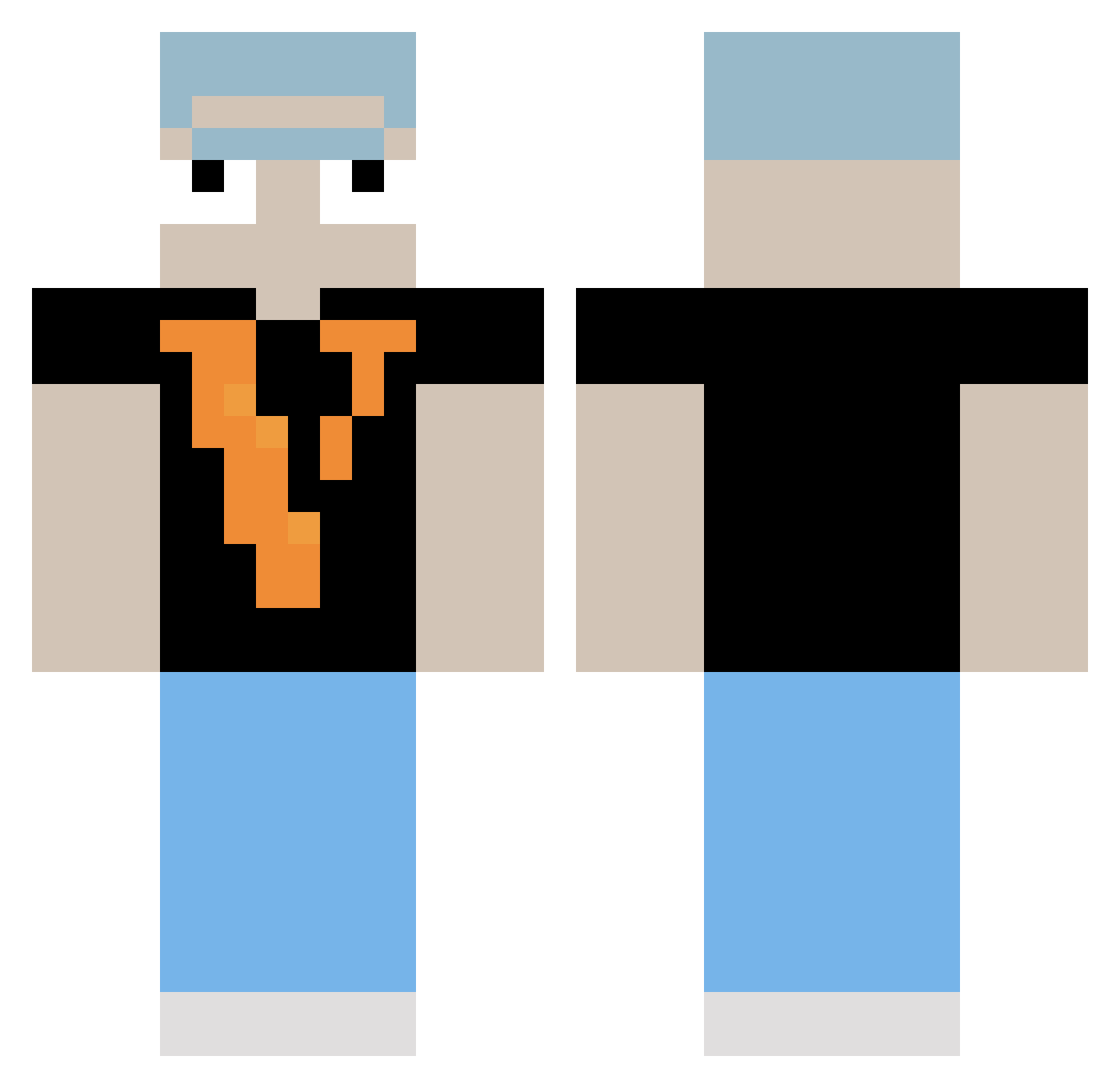 p3rpl3xd Minecraft skin, front and back view