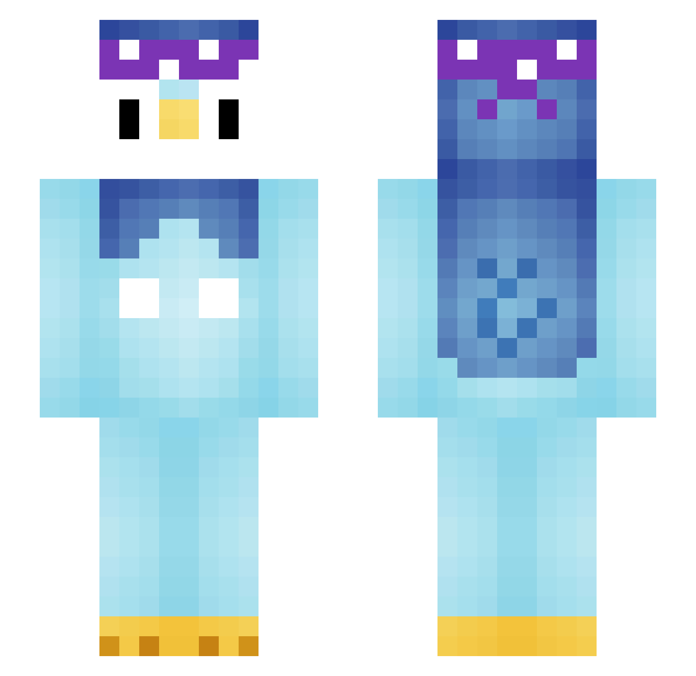 Pacolys Minecraft skin, front and back view