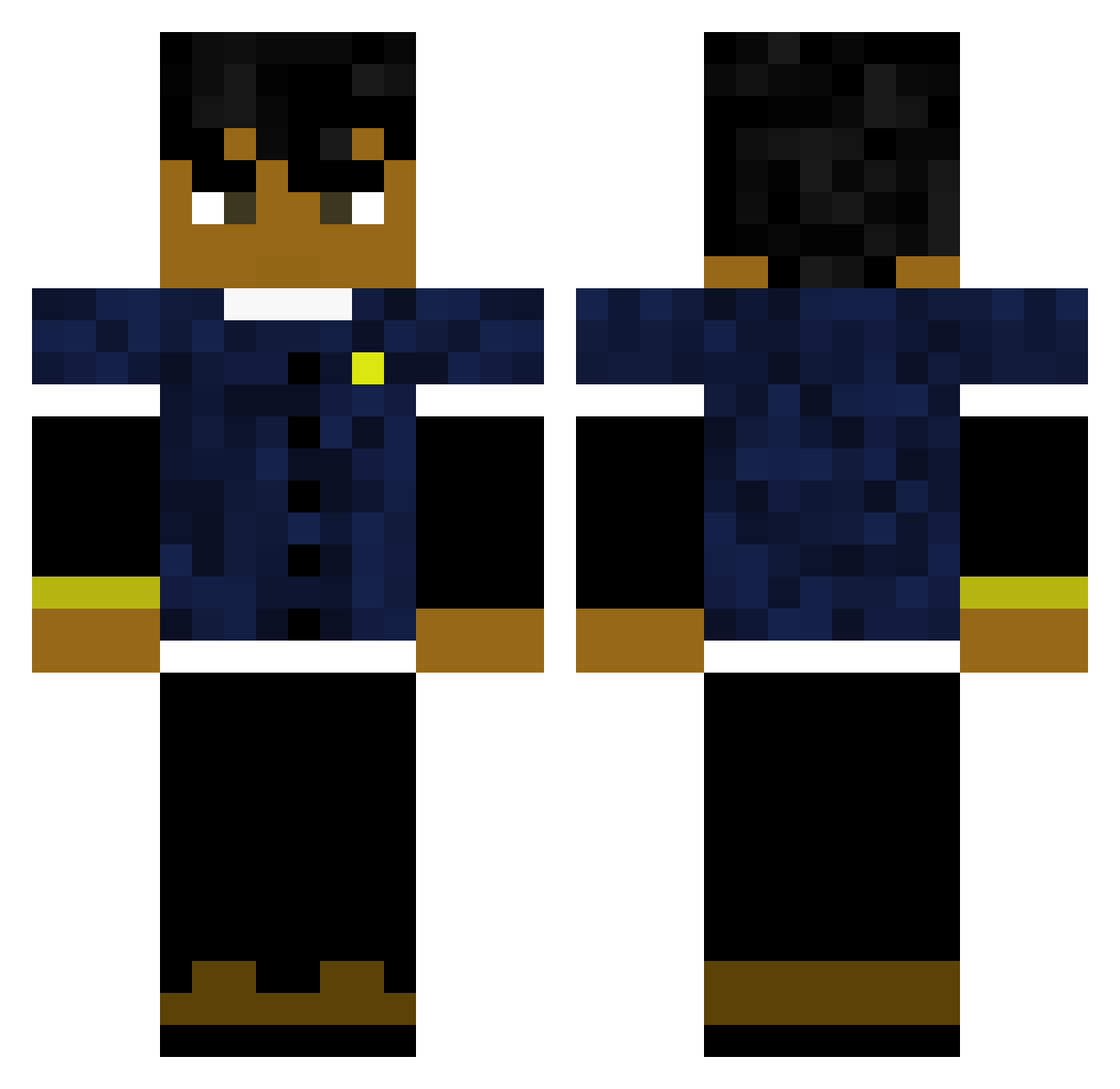 Merferno Minecraft skin, front and back view