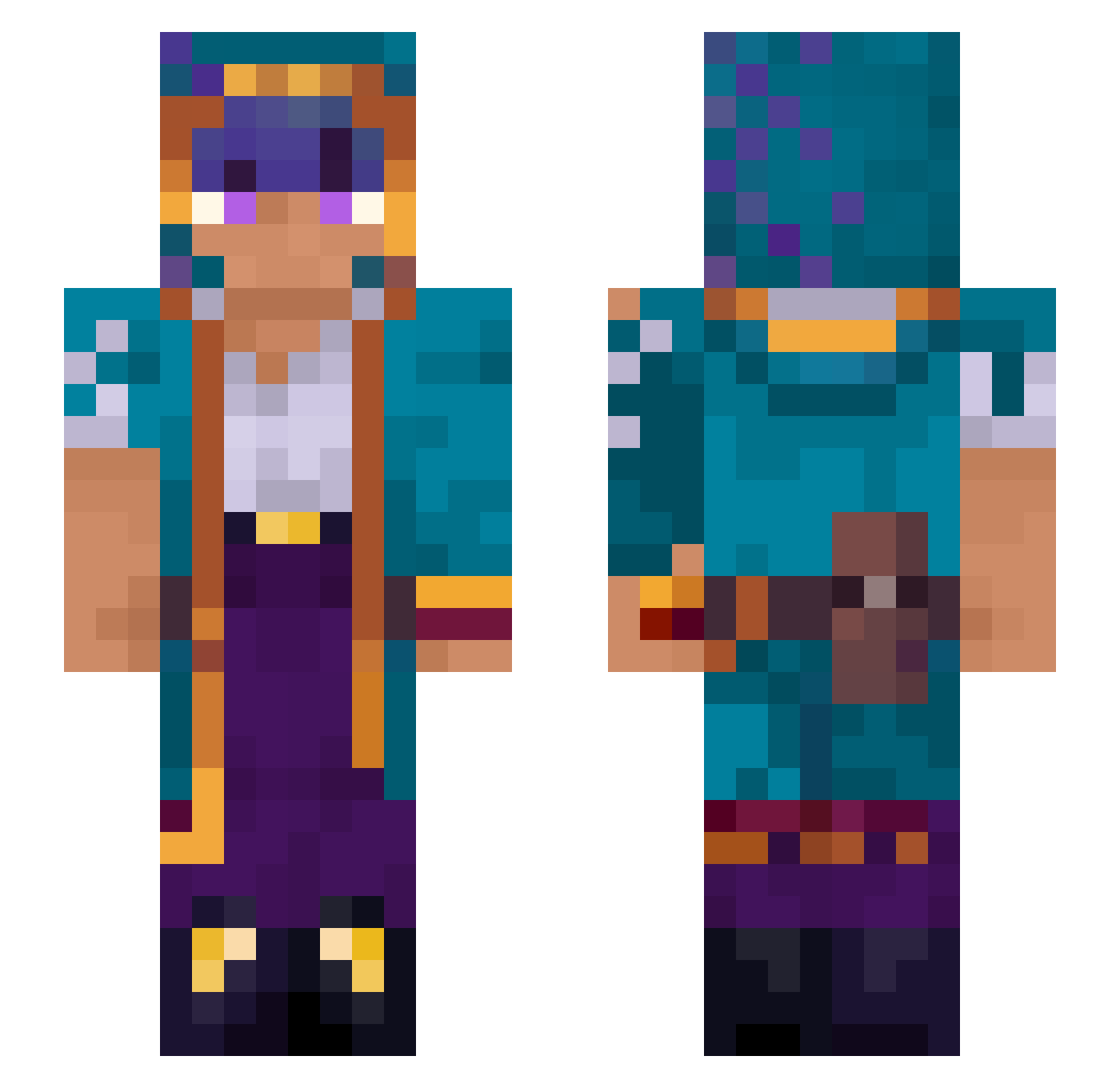 Albavel Minecraft skin, front and back view