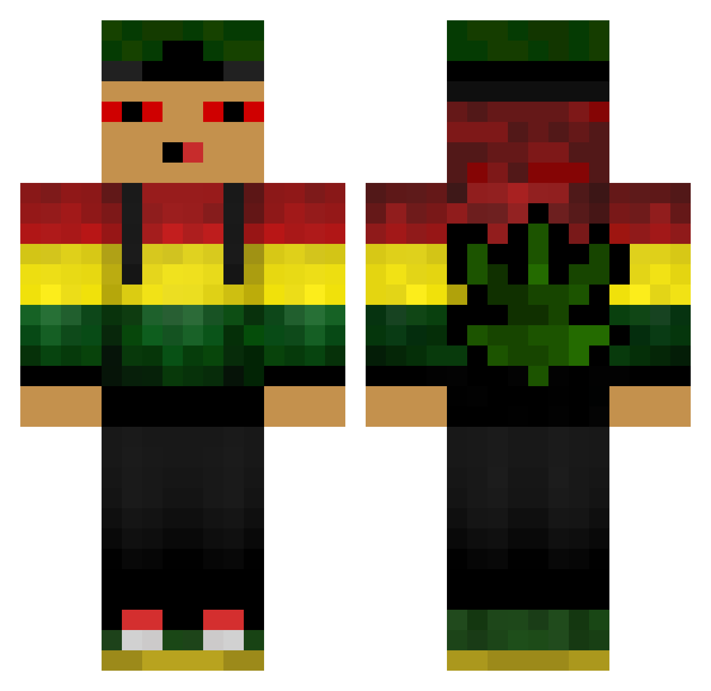 GcostaF Minecraft skin, front and back view