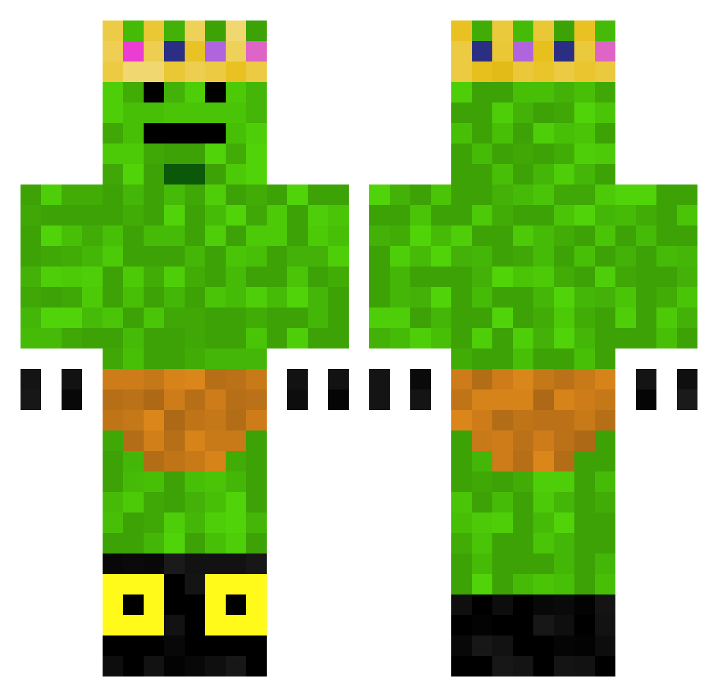 Feballs Minecraft skin, front and back view